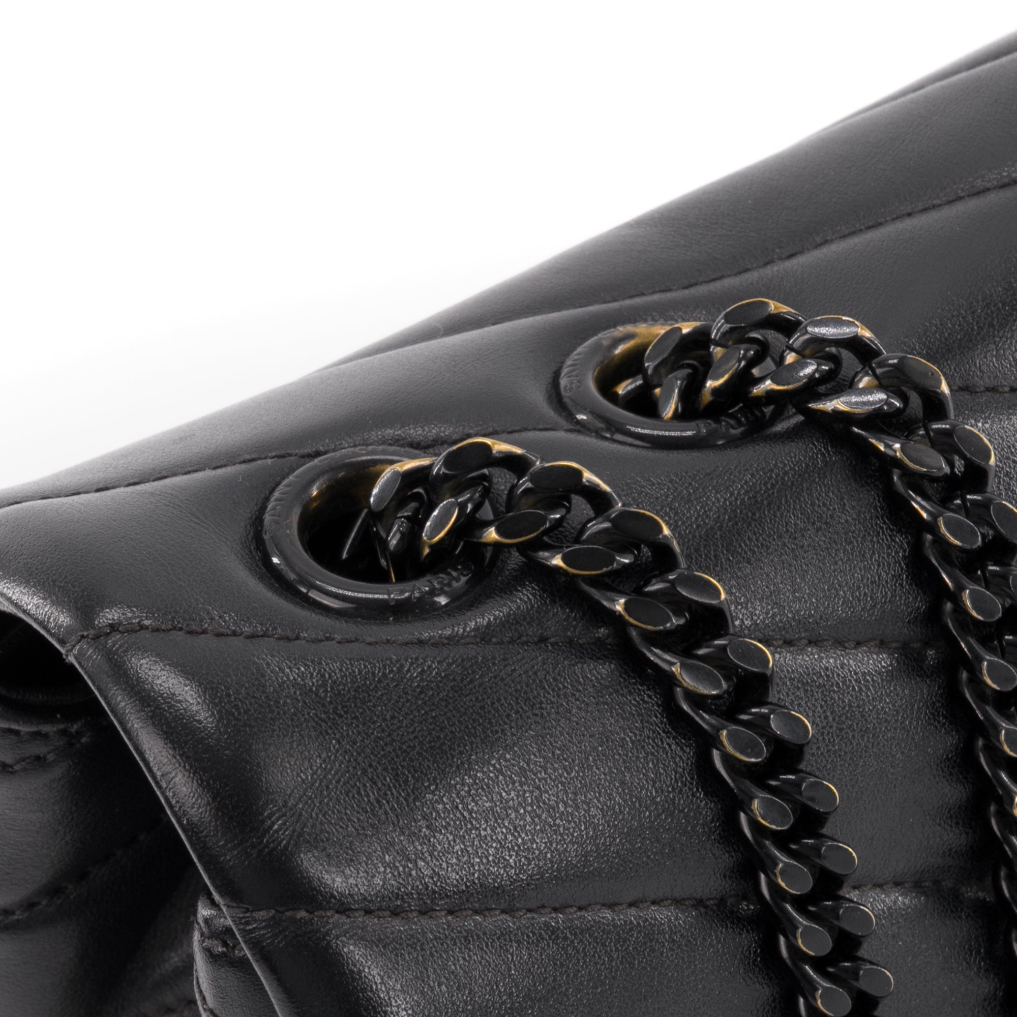 SAINT LAURENT - Sac à bandoulière Loulou medium Saint Laurent en cuir lisse noir full black