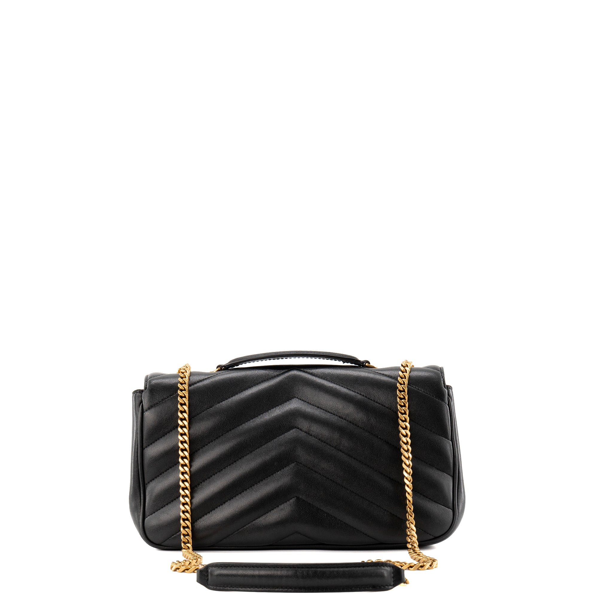 SAINT LAURENT - Sac à bandoulière Loulou medium Saint Laurent en cuir lisse noir