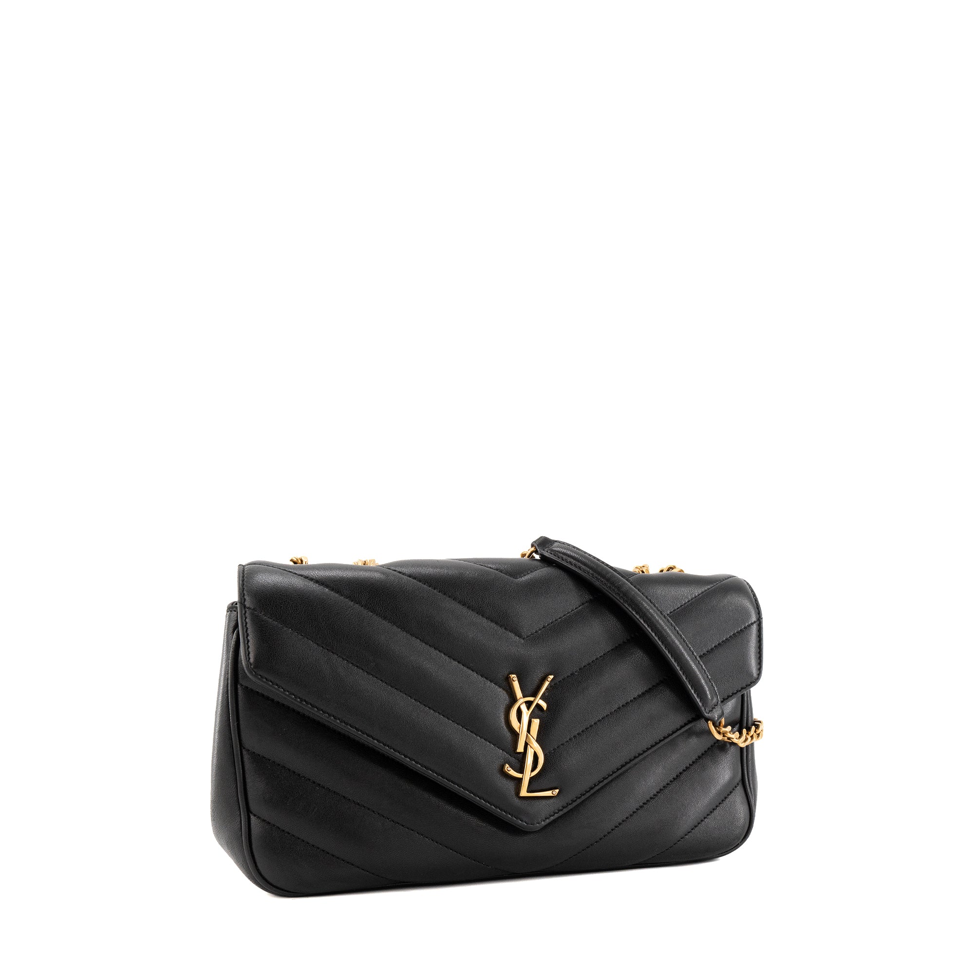 SAINT LAURENT - Sac à bandoulière Loulou medium Saint Laurent en cuir lisse noir