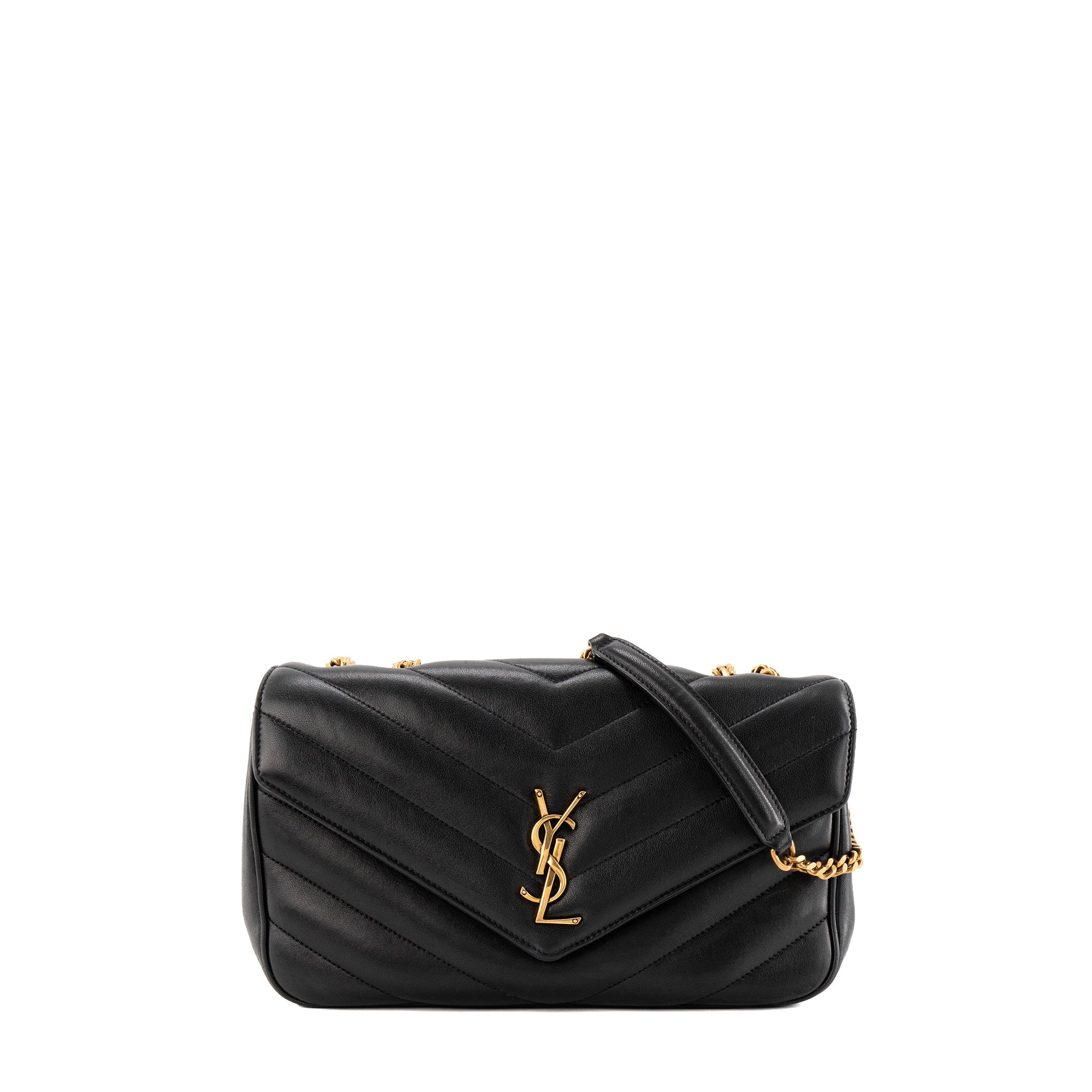 SAINT LAURENT - Sac à bandoulière Loulou medium Saint Laurent en cuir lisse noir