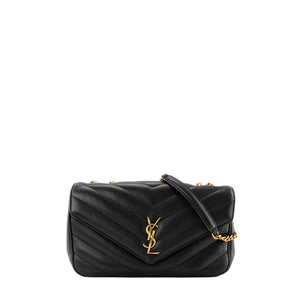 SAINT LAURENT - Sac à bandoulière Loulou medium Saint Laurent en cuir lisse noir