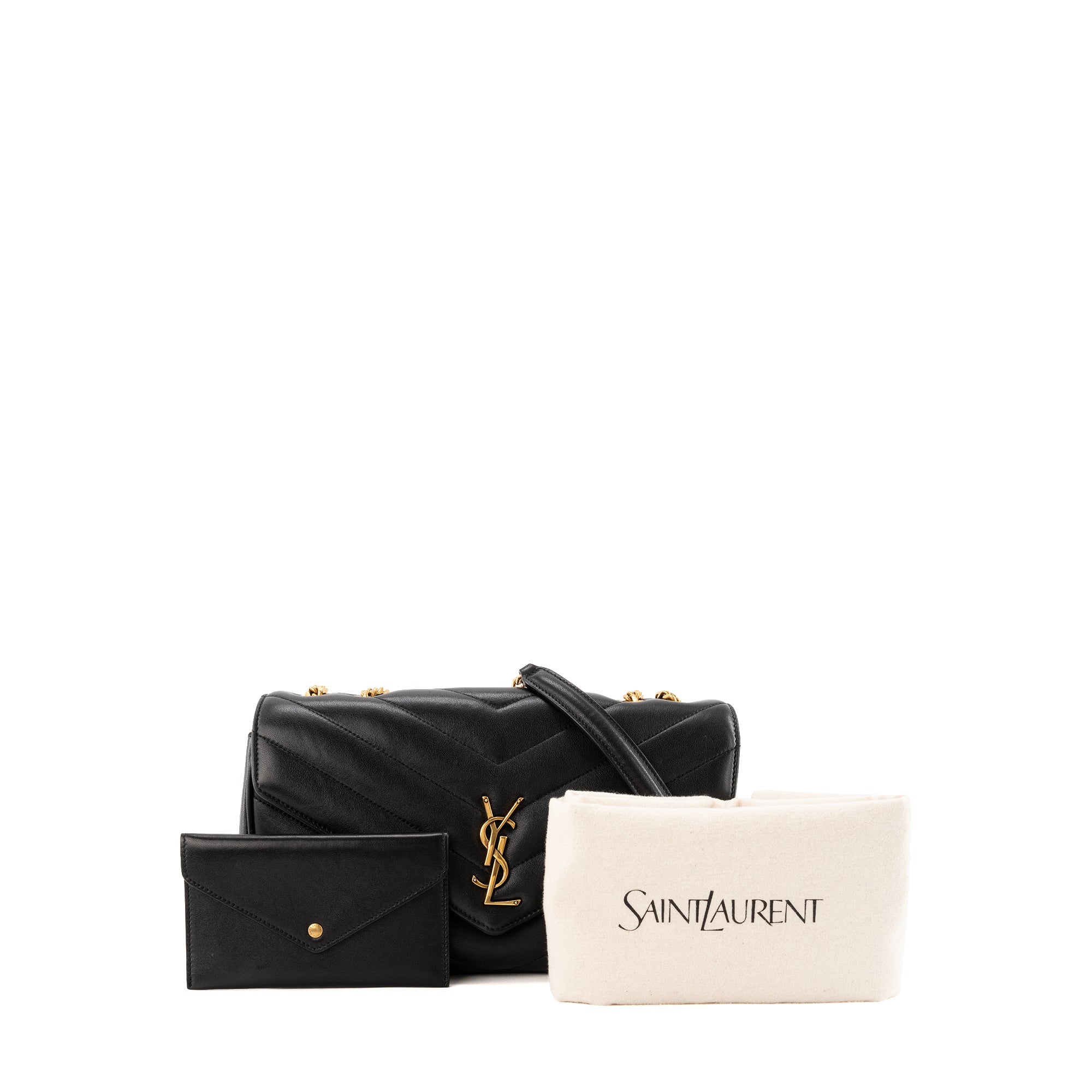 SAINT LAURENT - Sac à bandoulière Loulou medium Saint Laurent en cuir lisse noir