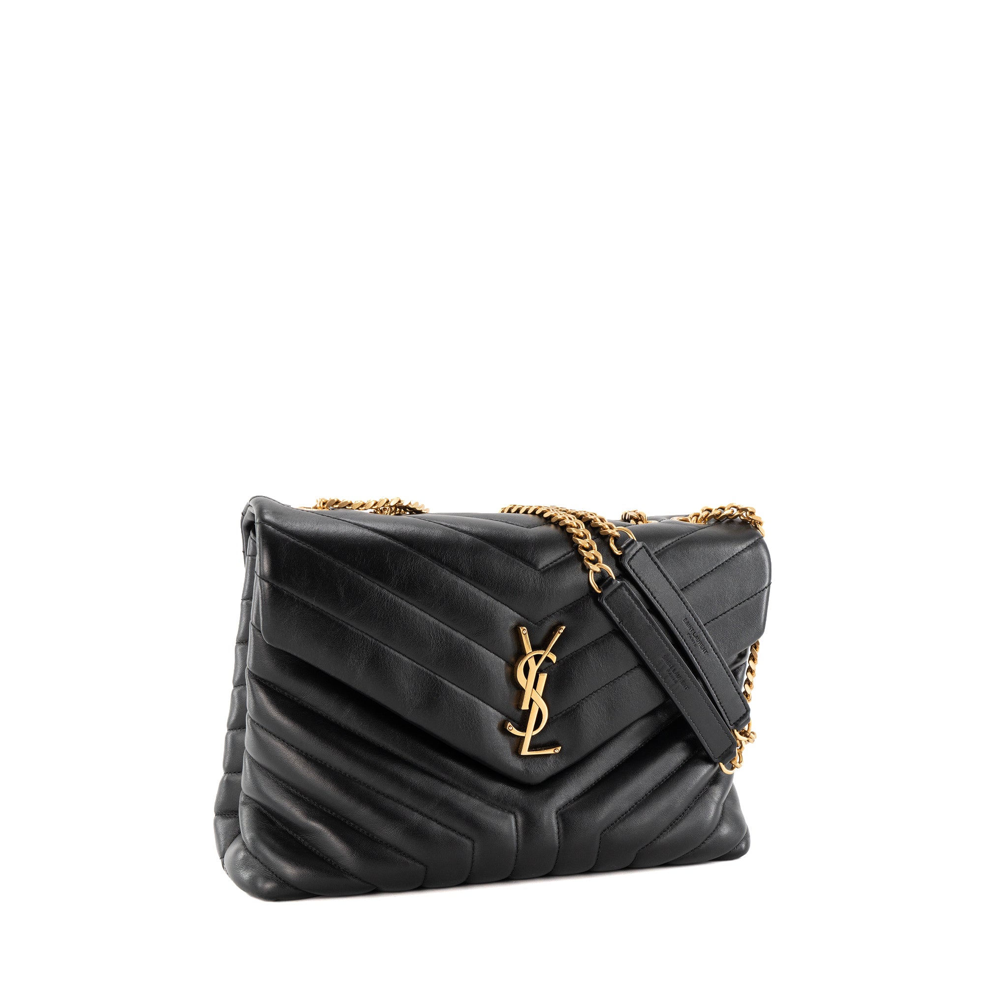 SAINT LAURENT - Sac à bandoulière Loulou Medium Saint Laurent en cuir lisse noir