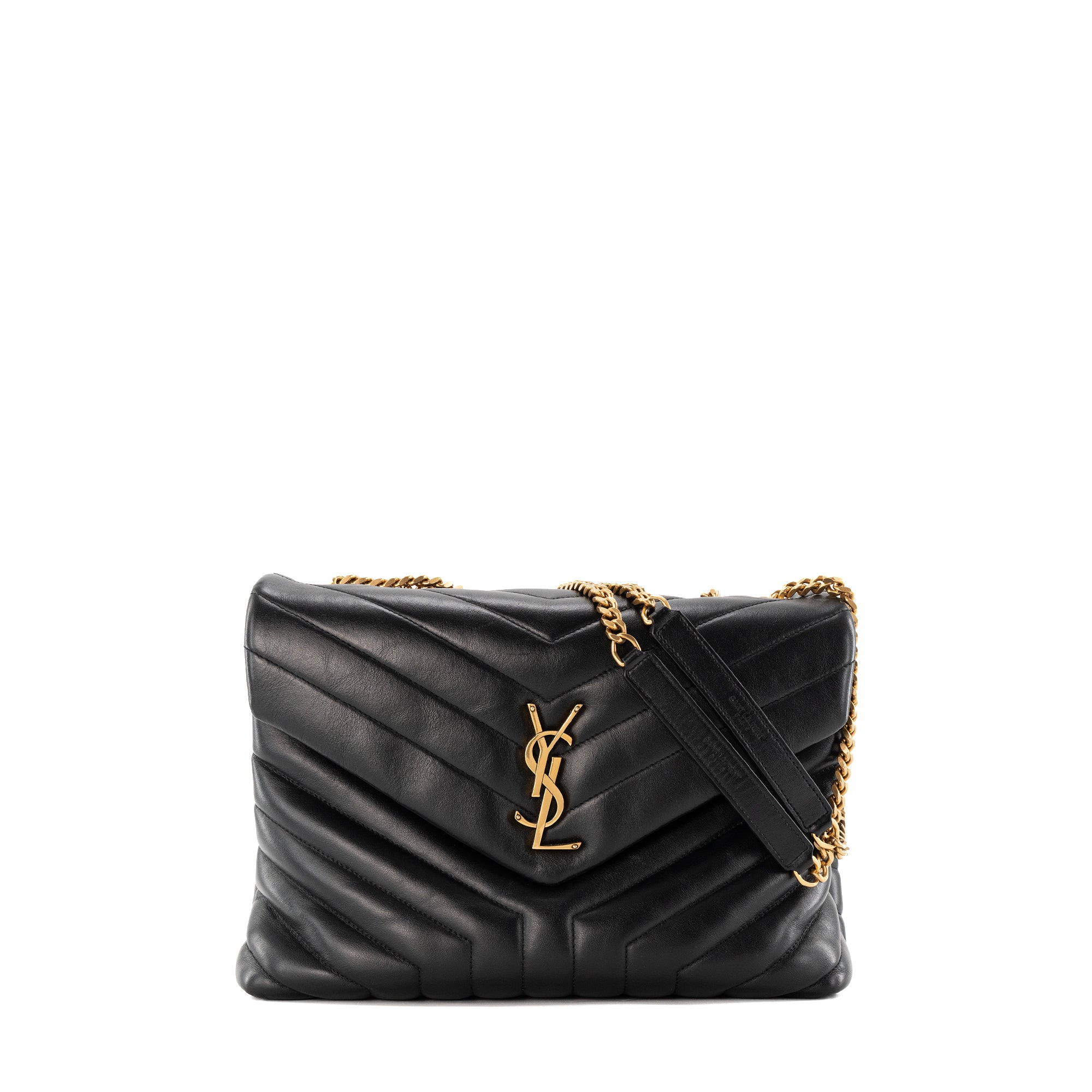 SAINT LAURENT - Sac à bandoulière Loulou Medium Saint Laurent en cuir lisse noir