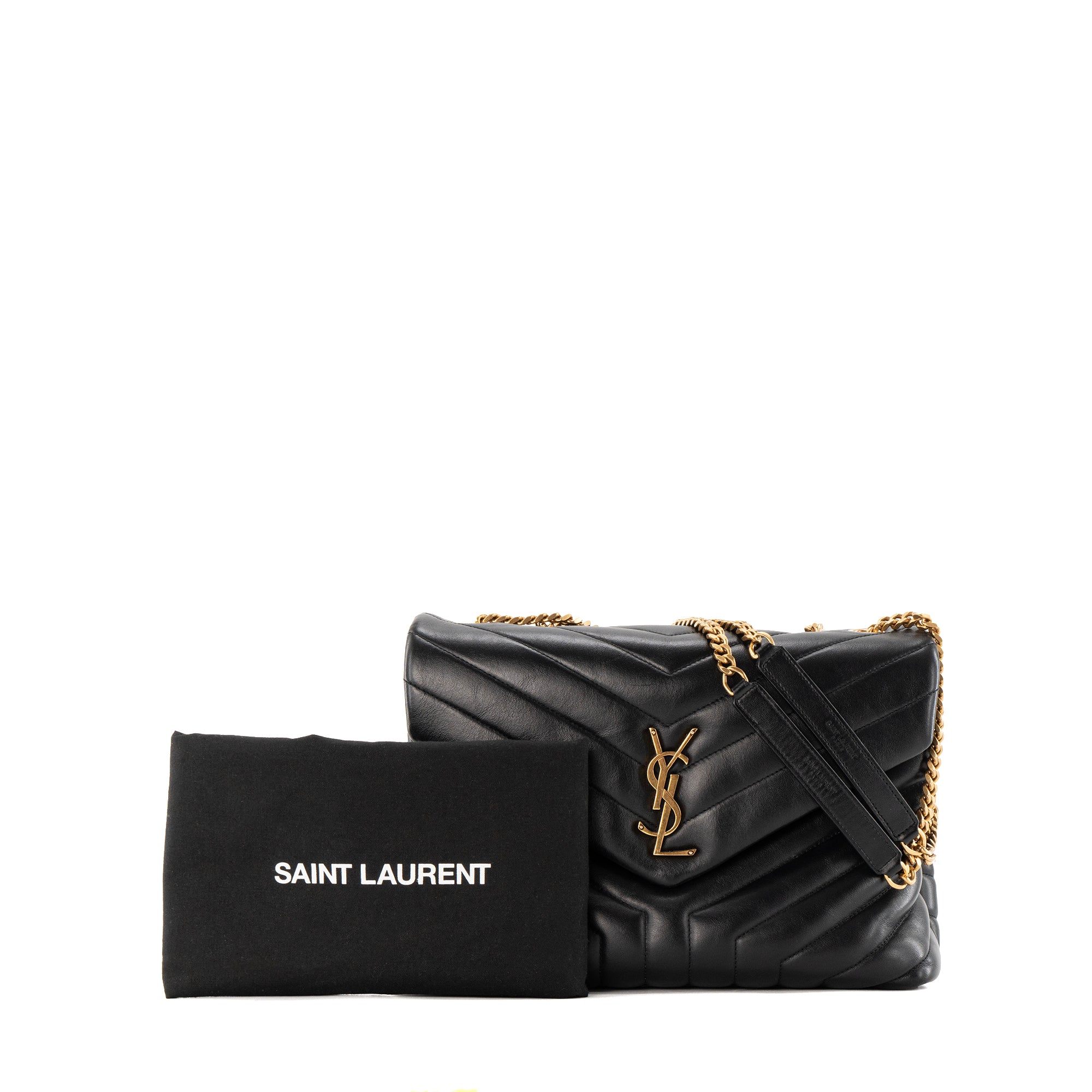 SAINT LAURENT - Sac à bandoulière Loulou Medium Saint Laurent en cuir lisse noir