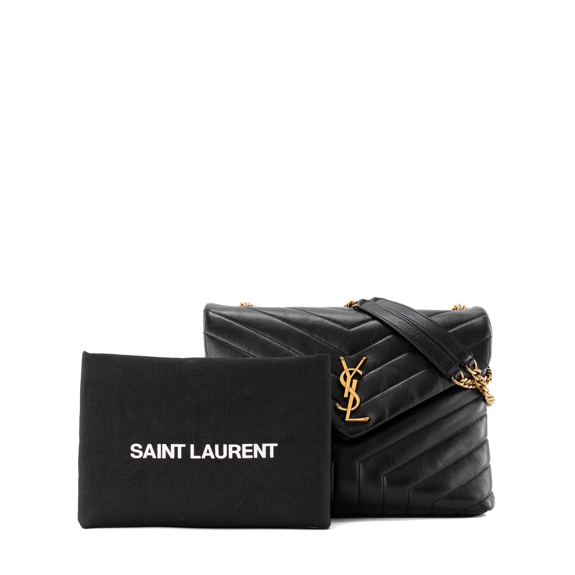 SAINT LAURENT - Sac à bandoulière Loulou Medium Saint Laurent en cuir noir