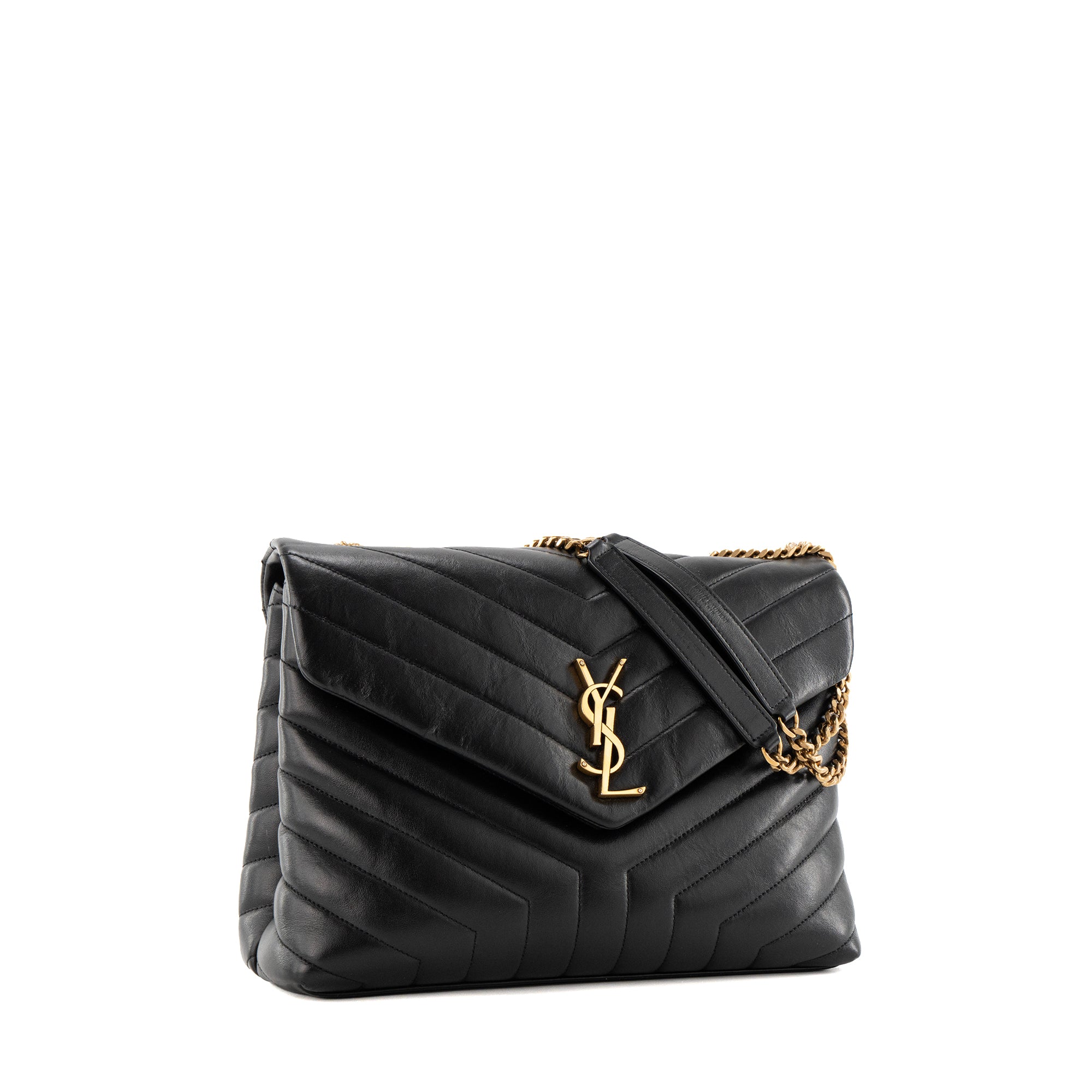 SAINT LAURENT - Sac à bandoulière Loulou Medium Saint Laurent en cuir noir