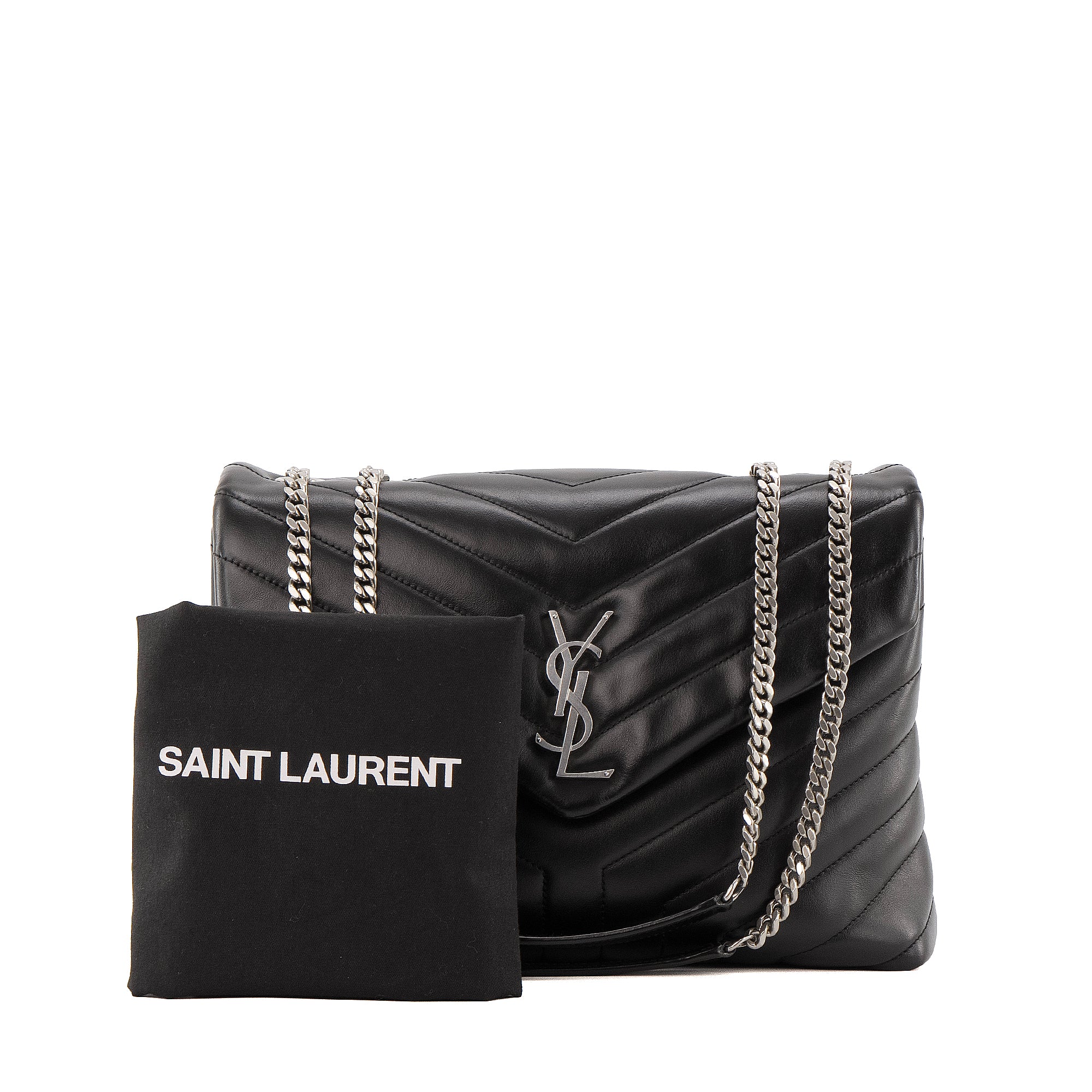 SAINT LAURENT - Sac à bandoulière Loulou Medium Saint Laurent en cuir noir