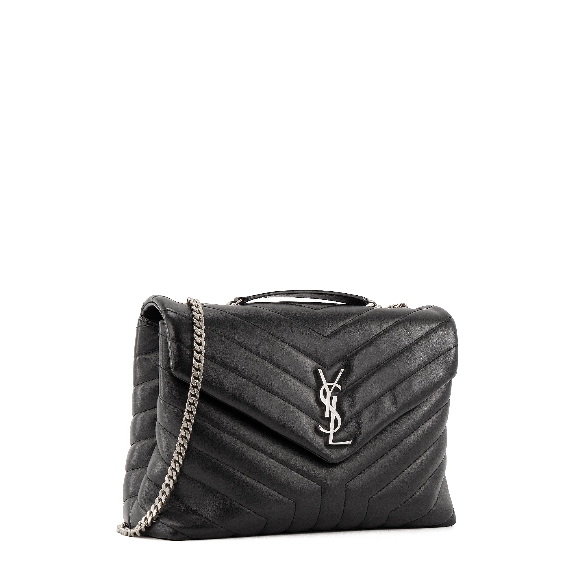 SAINT LAURENT - Sac à bandoulière Loulou Medium Saint Laurent en cuir noir