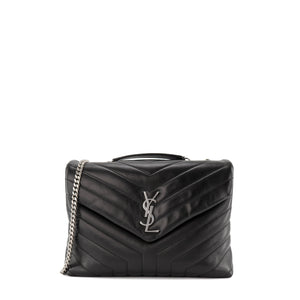 SAINT LAURENT - Sac à bandoulière Loulou Medium Saint Laurent en cuir noir