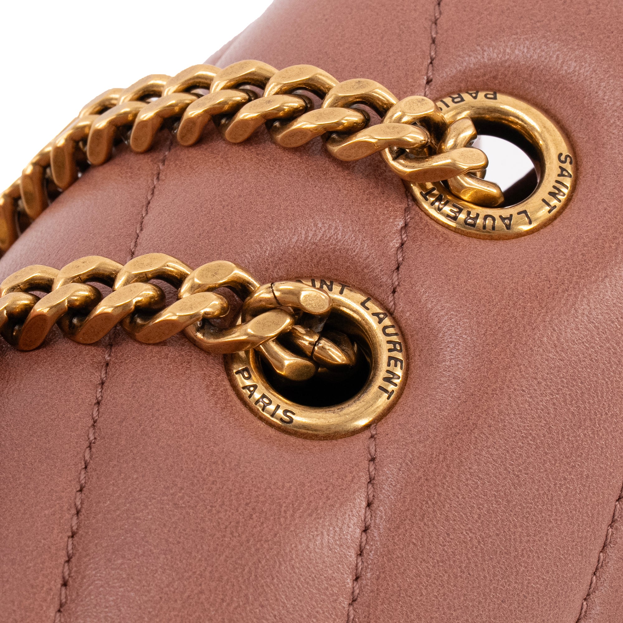 SAINT LAURENT - Sac à bandoulière Loulou medium Saint Laurent en cuir vieux rose