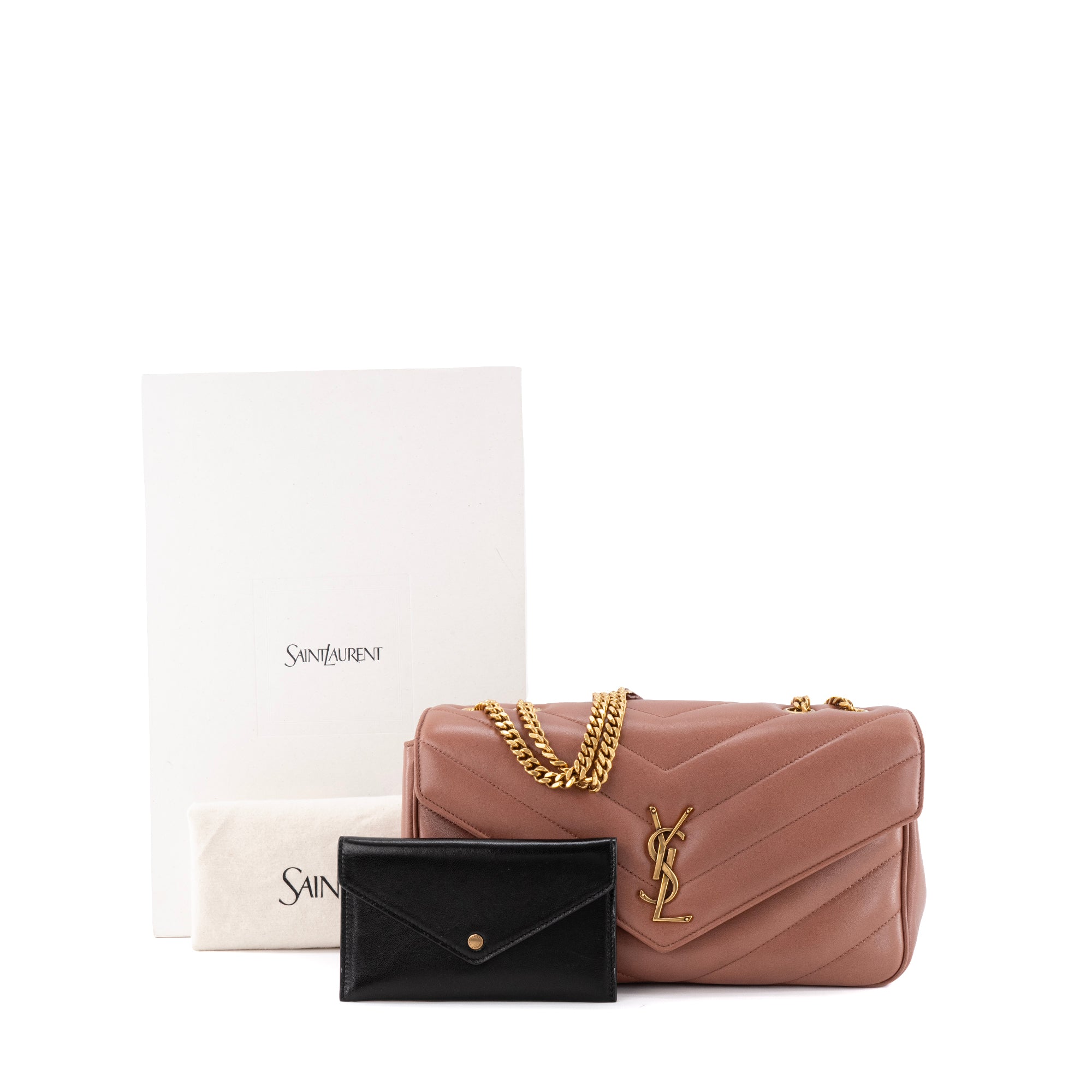 SAINT LAURENT - Sac à bandoulière Loulou medium Saint Laurent en cuir vieux rose
