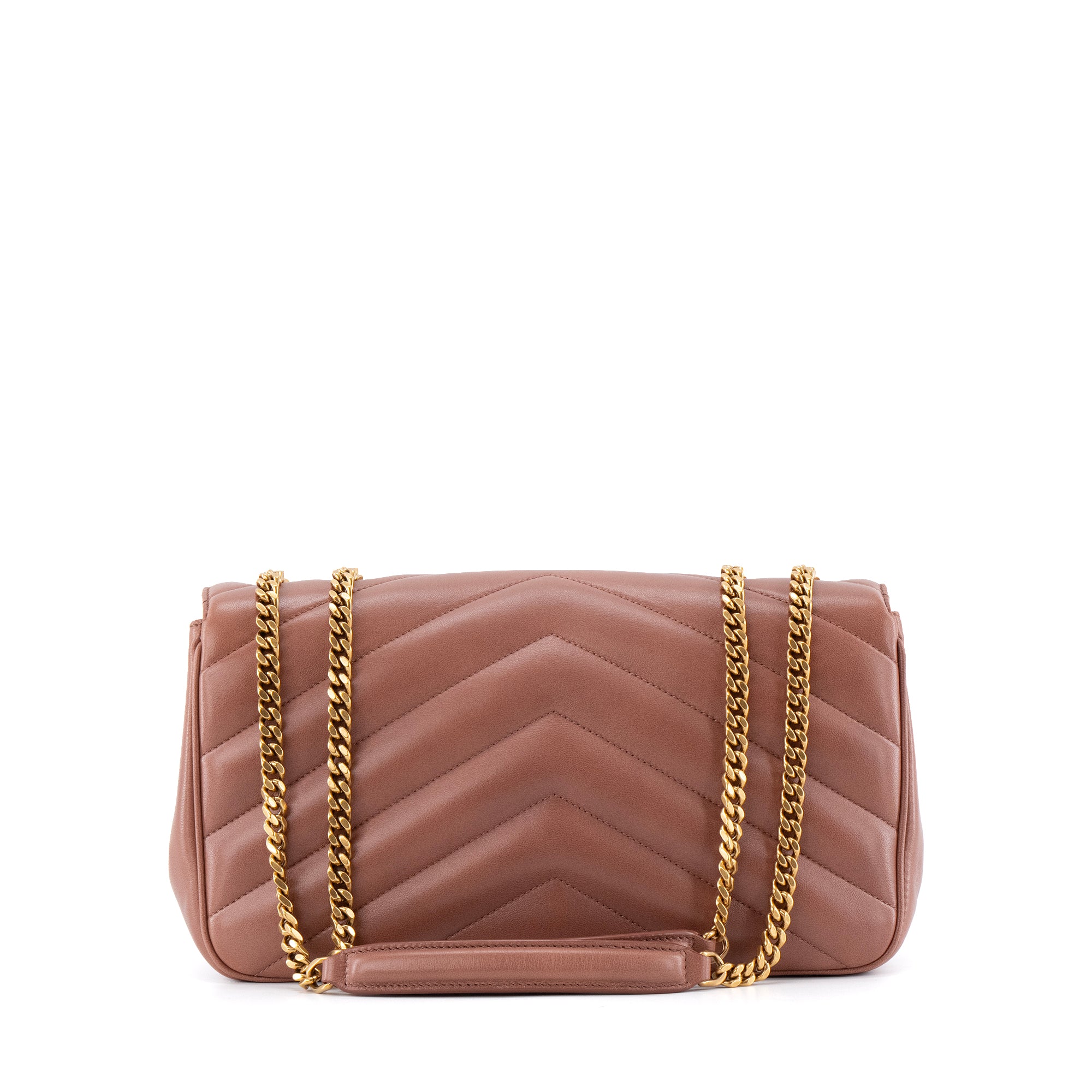 SAINT LAURENT - Sac à bandoulière Loulou medium Saint Laurent en cuir vieux rose