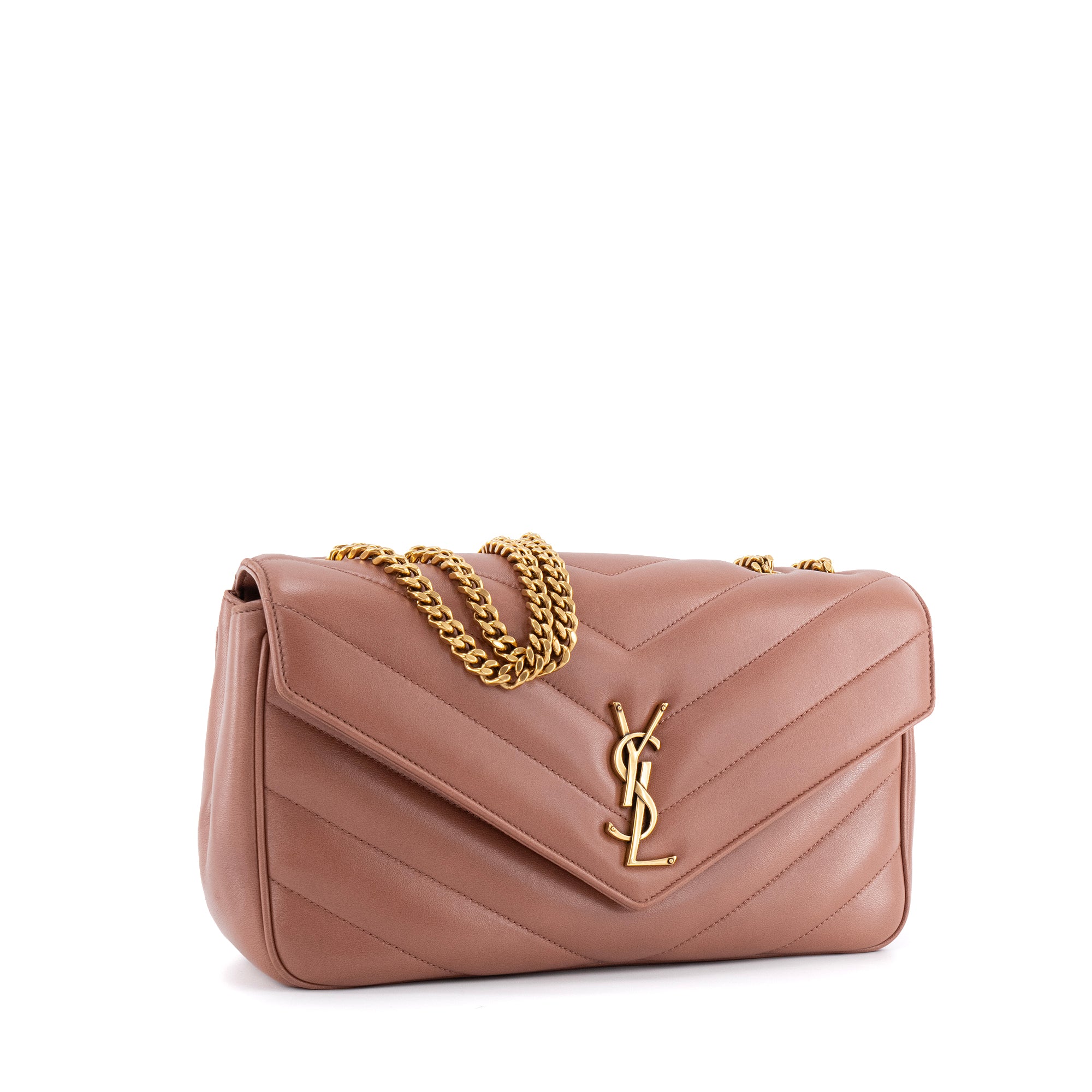 SAINT LAURENT - Sac à bandoulière Loulou medium Saint Laurent en cuir vieux rose