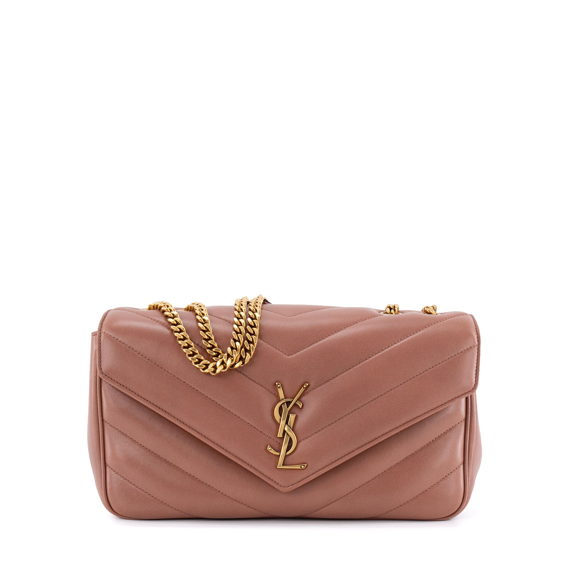SAINT LAURENT - Sac à bandoulière Loulou medium Saint Laurent en cuir vieux rose