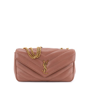 SAINT LAURENT - Sac à bandoulière Loulou medium Saint Laurent en cuir vieux rose