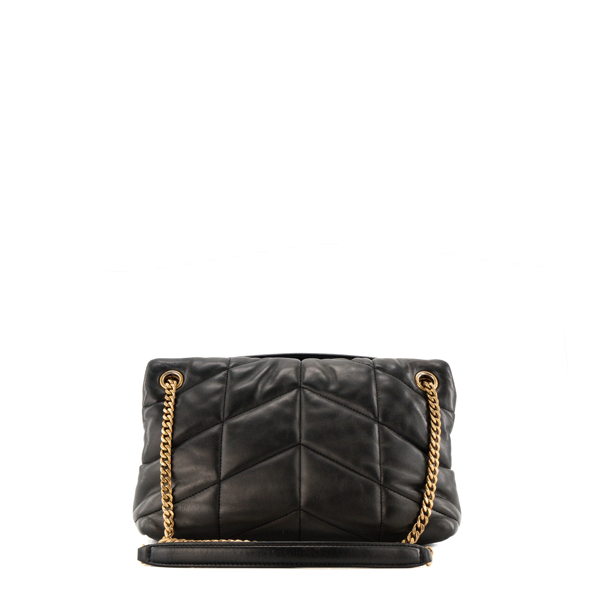 SAINT LAURENT - Sac à bandoulière Loulou Puffer Small Saint Laurent en cuir lisse noir