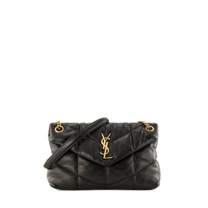 SAINT LAURENT - Sac à bandoulière Loulou Puffer Small Saint Laurent en cuir lisse noir