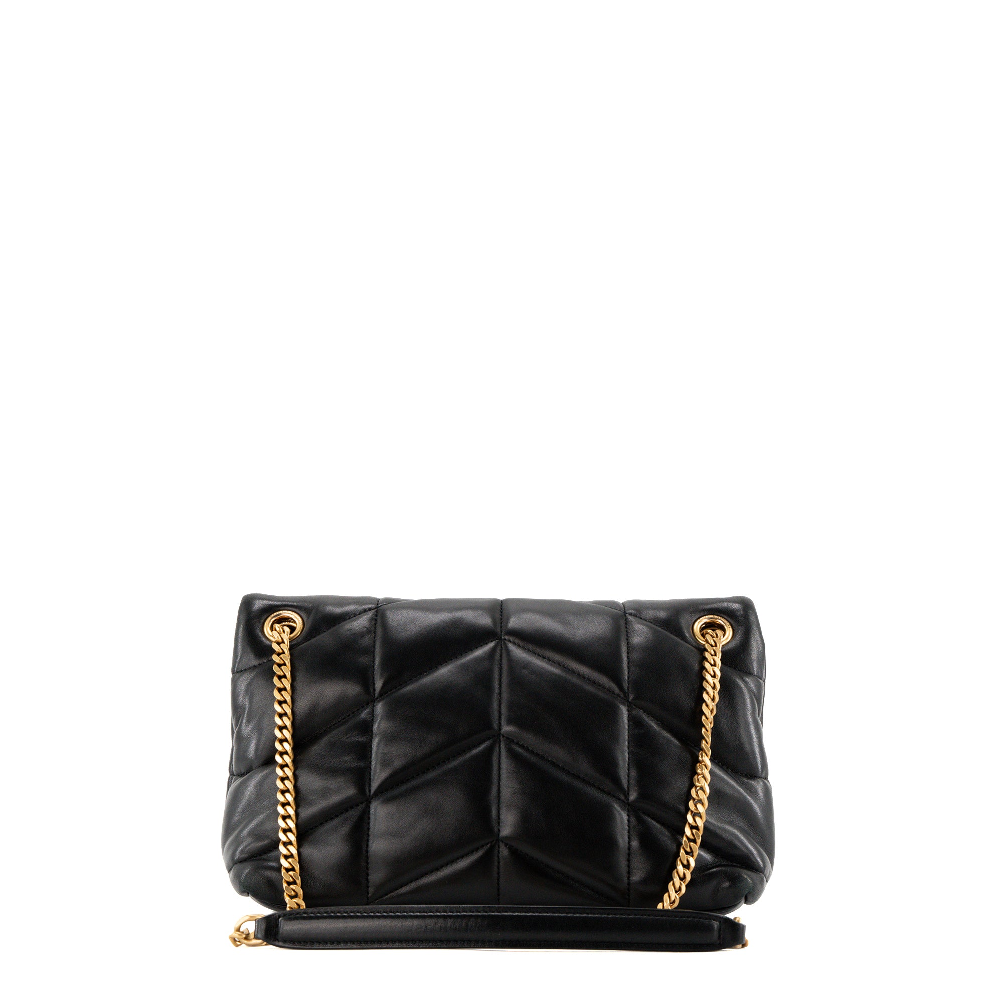 SAINT LAURENT - Sac à bandoulière Loulou Puffer small Saint Laurent en cuir lisse noir