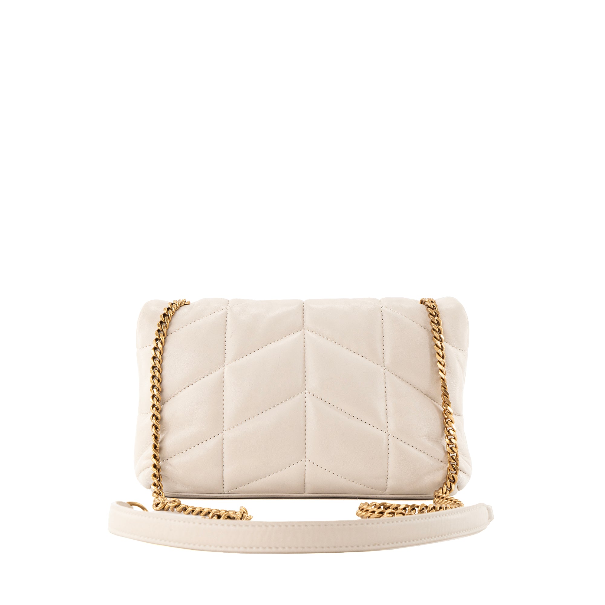 SAINT LAURENT - Sac à bandoulière Loulou Puffer Toy Saint Laurent en cuir lisse beige