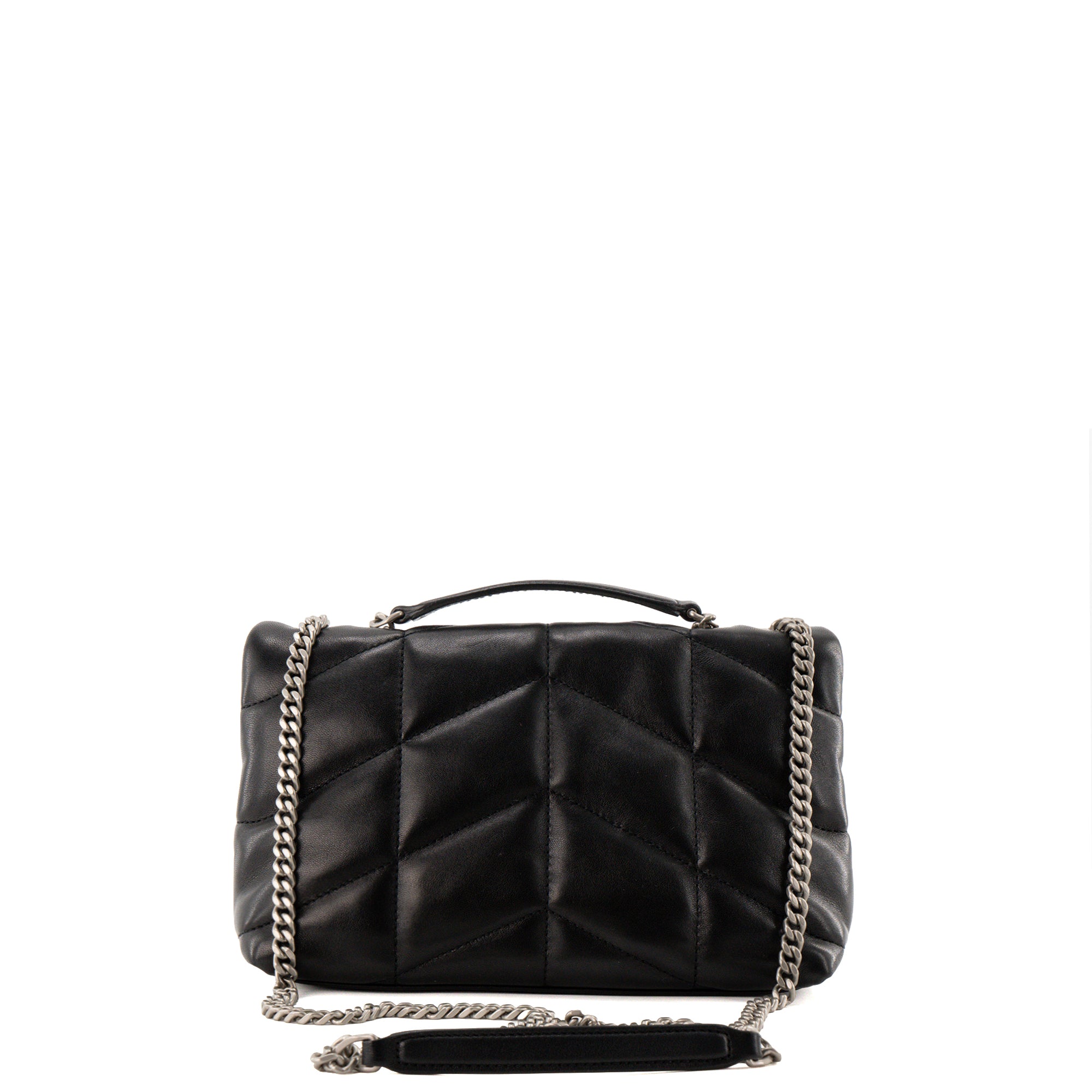 SAINT LAURENT - Sac à bandoulière Loulou Puffer Toy Saint Laurent en cuir lisse noir