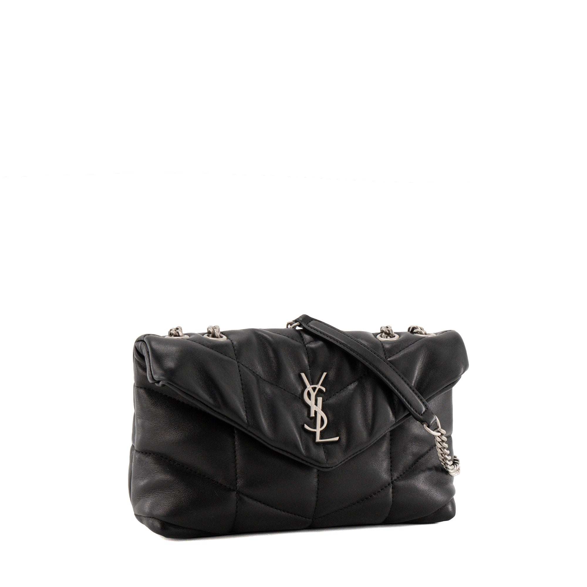 SAINT LAURENT - Sac à bandoulière Loulou Puffer Toy Saint Laurent en cuir lisse noir