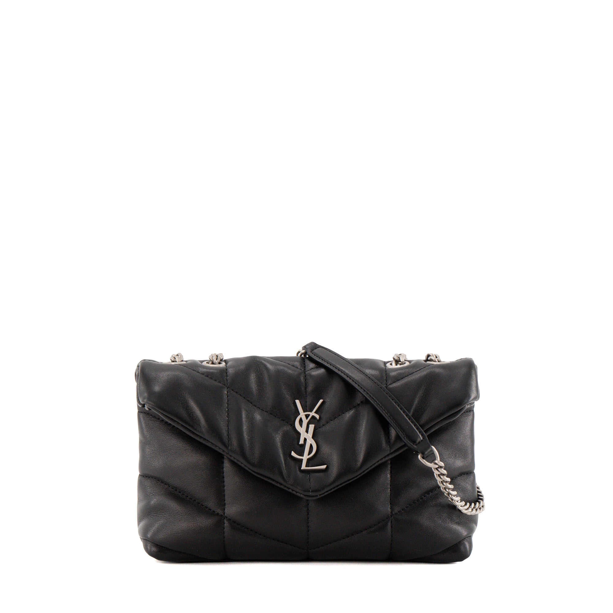 SAINT LAURENT - Sac à bandoulière Loulou Puffer Toy Saint Laurent en cuir lisse noir