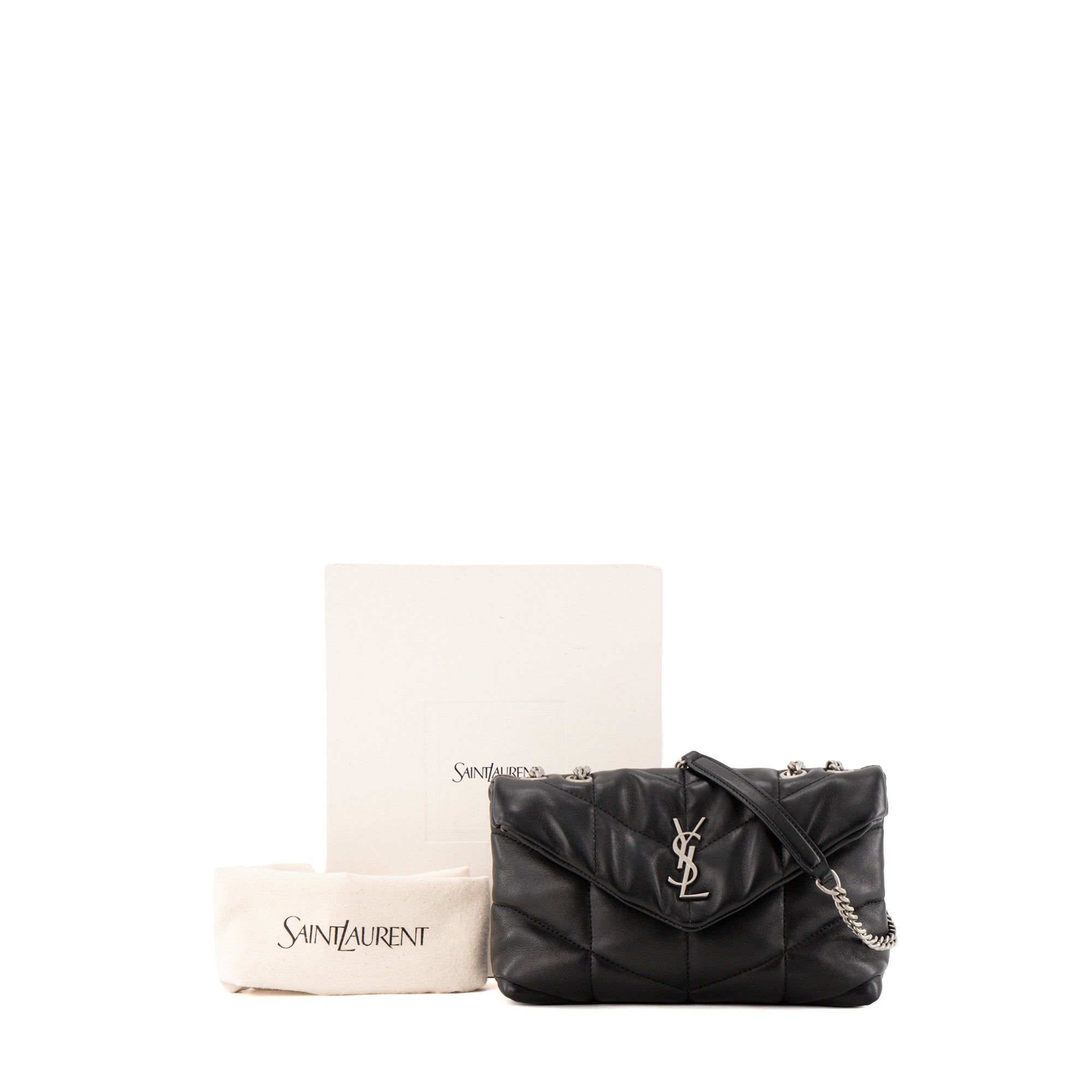 SAINT LAURENT - Sac à bandoulière Loulou Puffer Toy Saint Laurent en cuir lisse noir