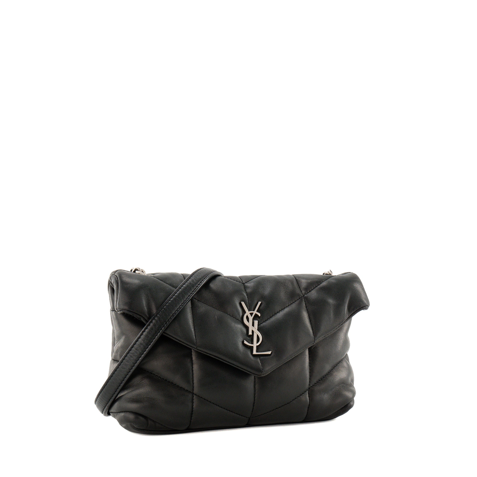 SAINT LAURENT - Sac à bandoulière Loulou Puffer Toy Saint Laurent en cuir lisse noir