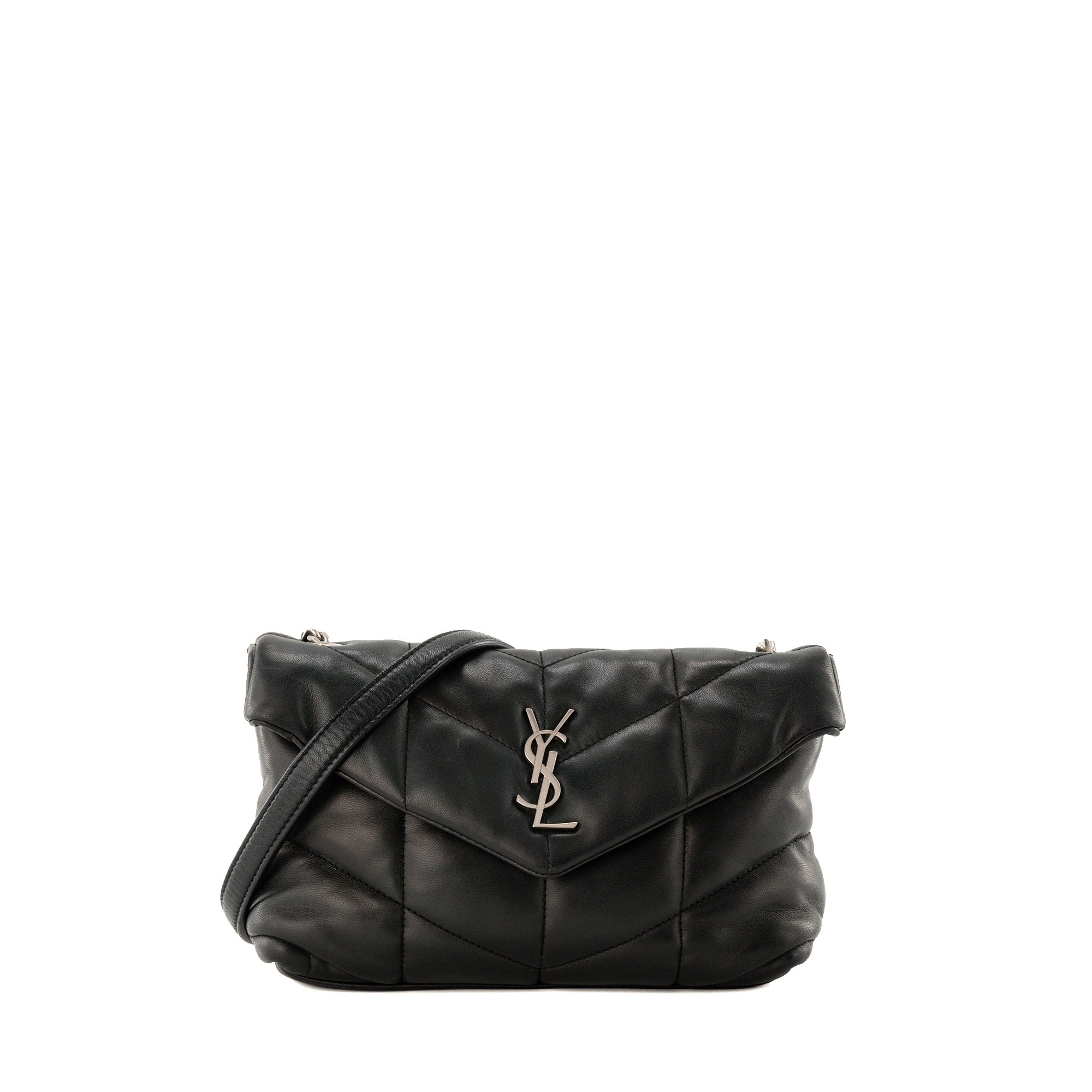SAINT LAURENT - Sac à bandoulière Loulou Puffer Toy Saint Laurent en cuir lisse noir