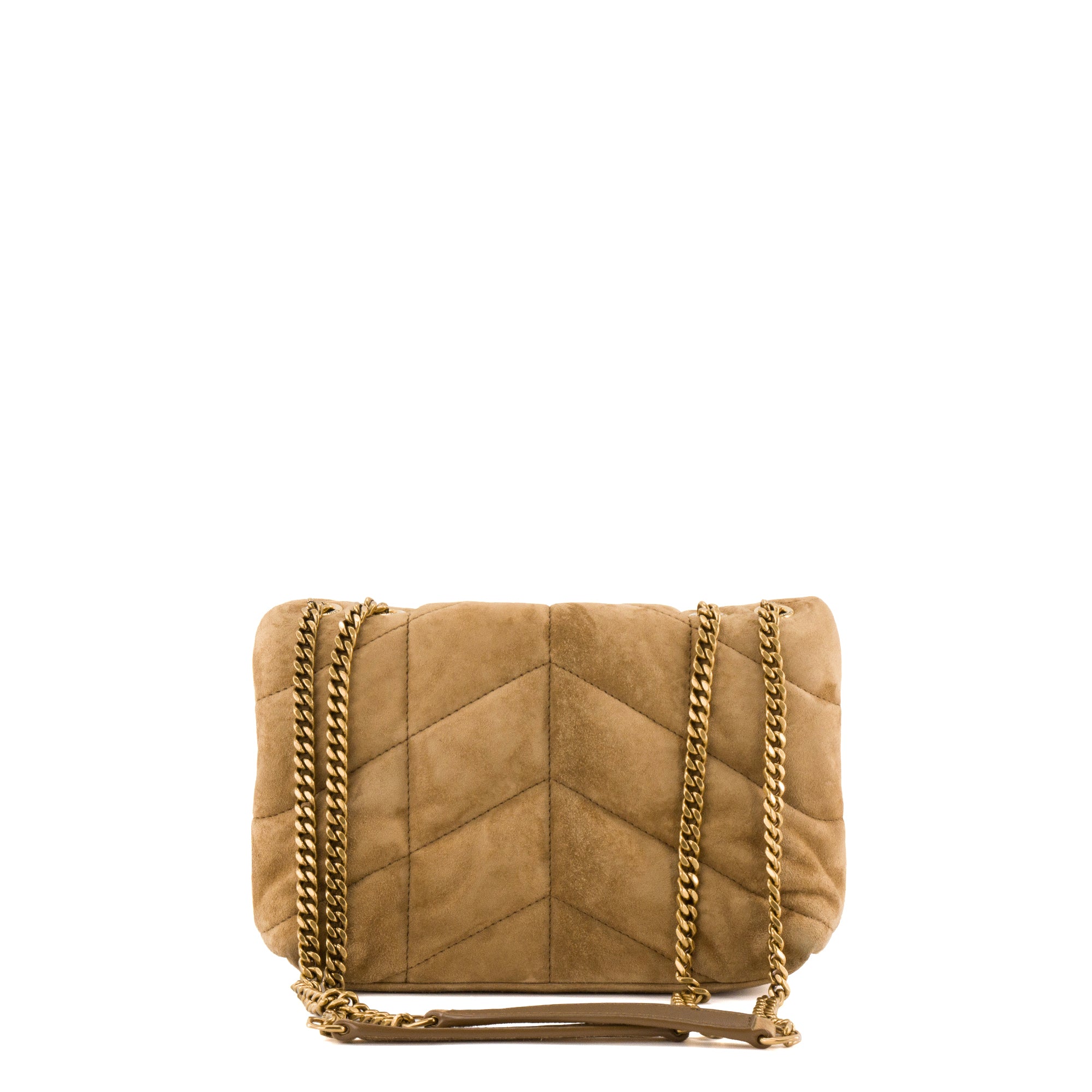 SAINT LAURENT - Sac à bandoulière Loulou Puffer Toy Saint Laurent en daim marron