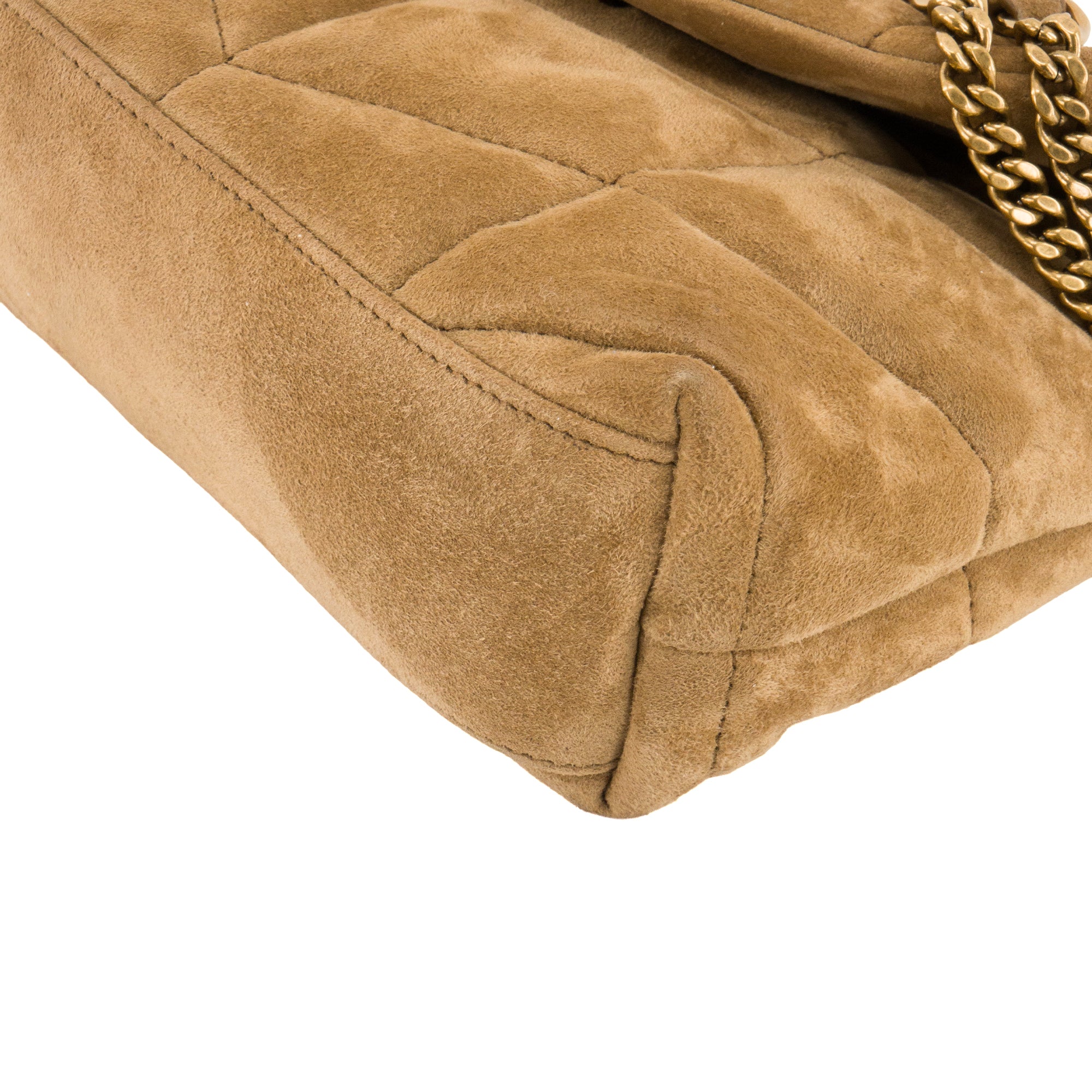 SAINT LAURENT - Sac à bandoulière Loulou Puffer Toy Saint Laurent en daim marron