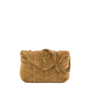 SAINT LAURENT - Sac à bandoulière Loulou Puffer Toy Saint Laurent en daim marron
