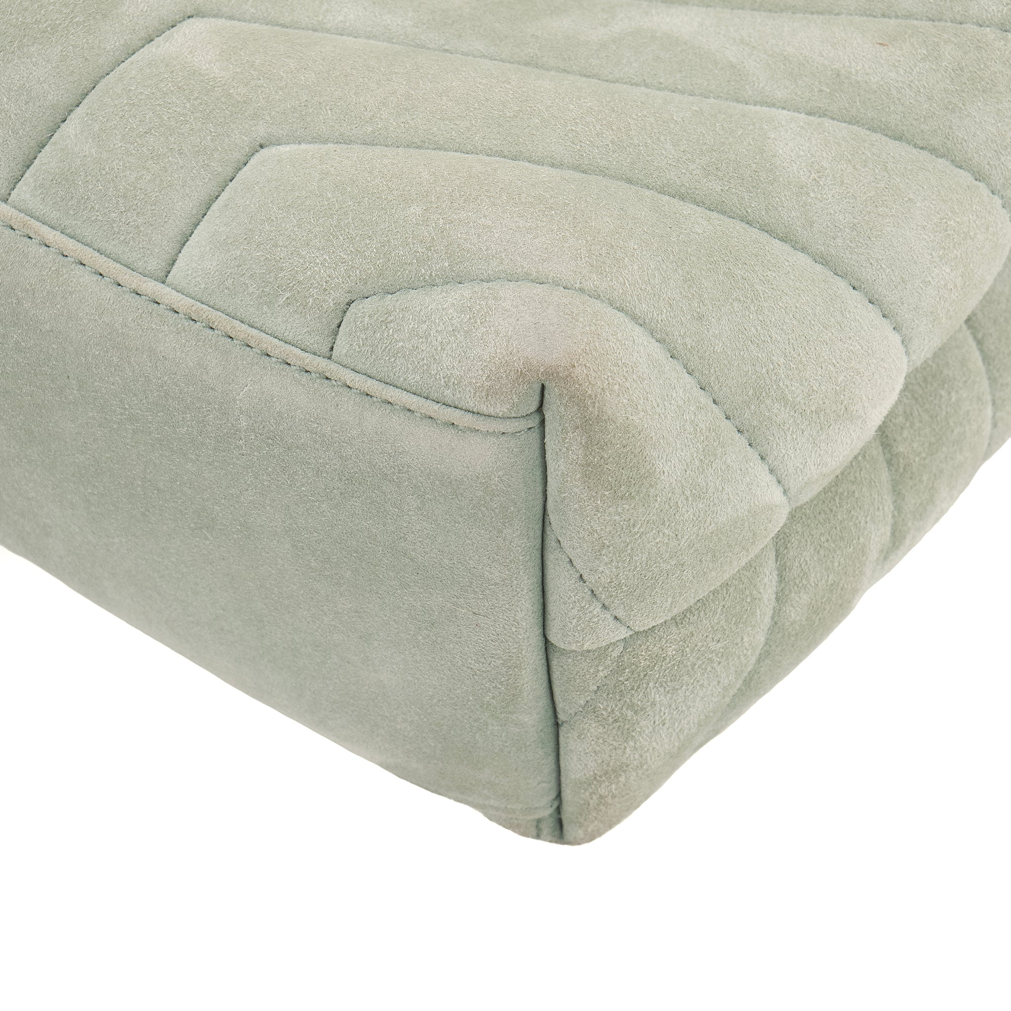 SAINT LAURENT - Sac à bandoulière Loulou small Saint Laurent en daim vert d'eau