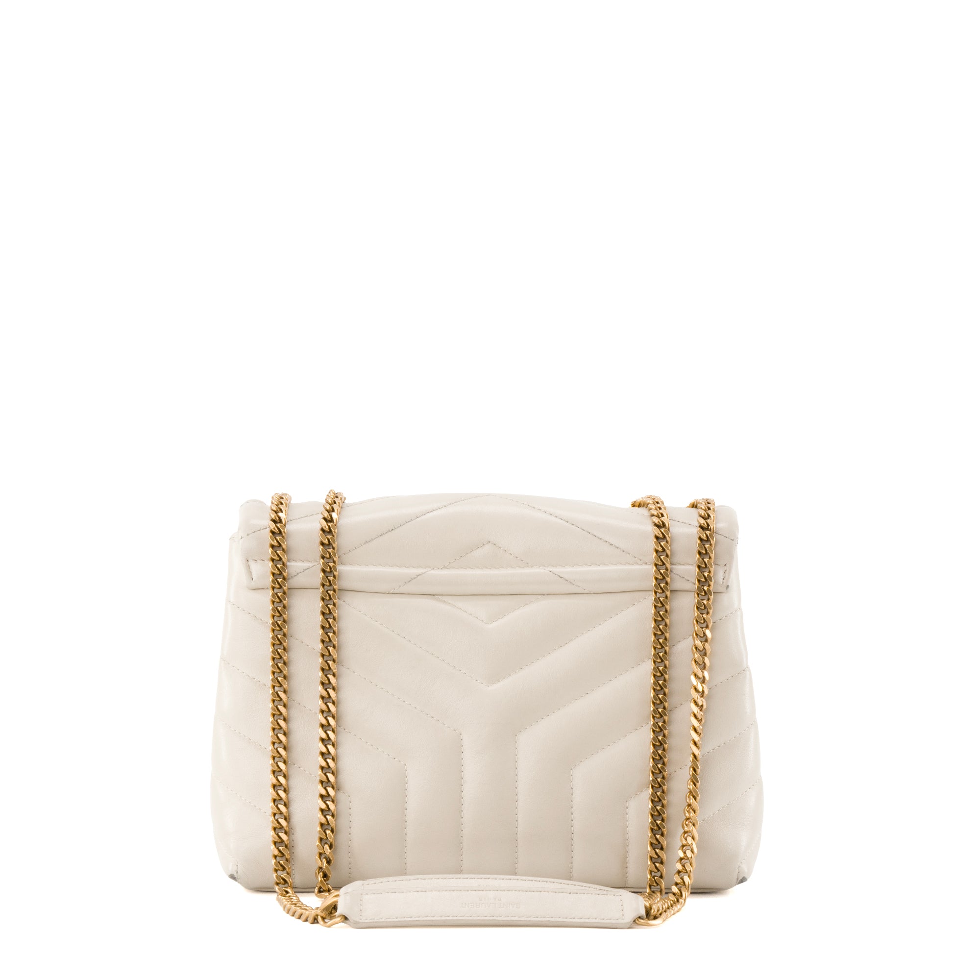 SAINT LAURENT - Sac à bandoulière Loulou Small Saint Laurent en cuir beige