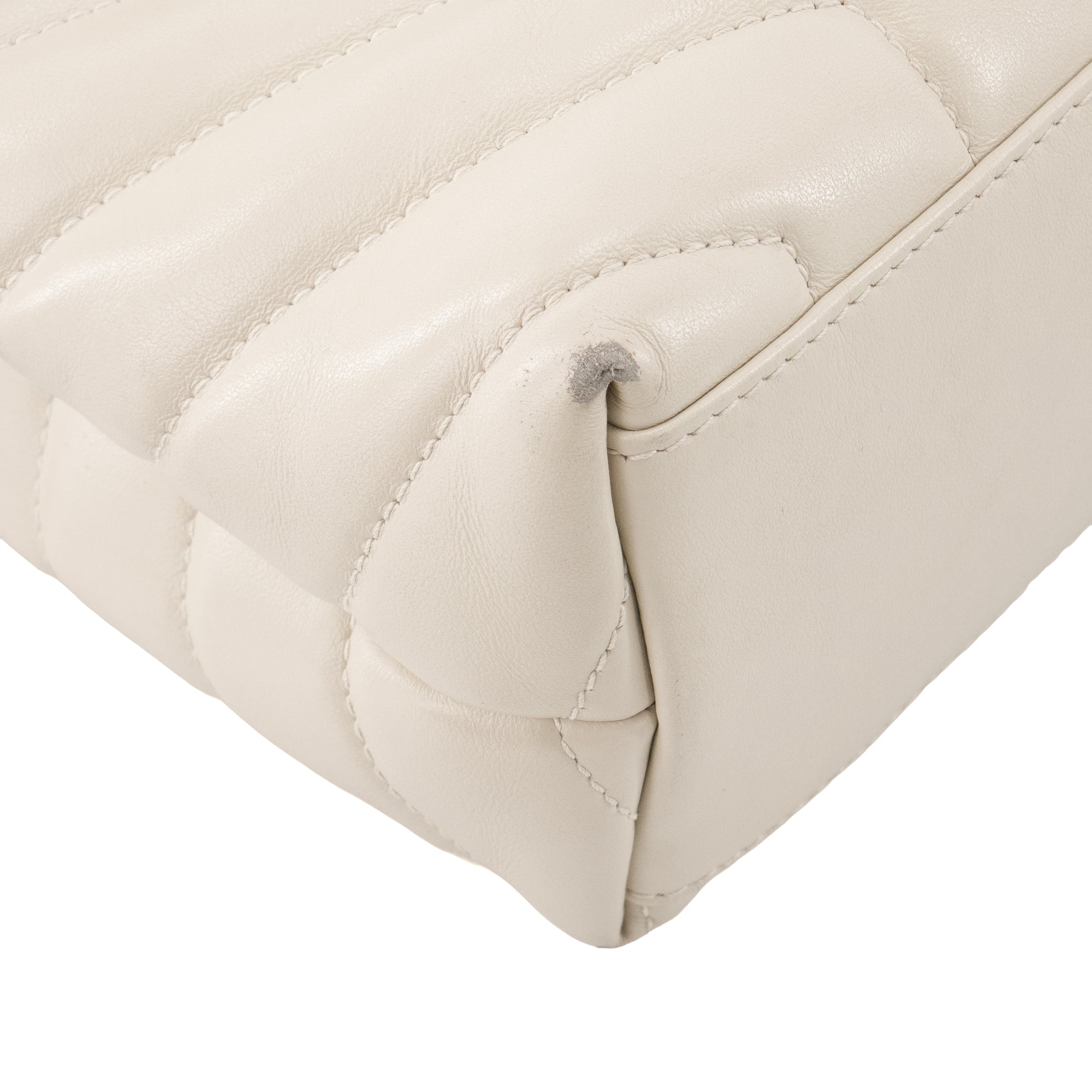 SAINT LAURENT - Sac à bandoulière Loulou Small Saint Laurent en cuir beige