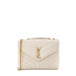SAINT LAURENT - Sac à bandoulière Loulou Small Saint Laurent en cuir beige