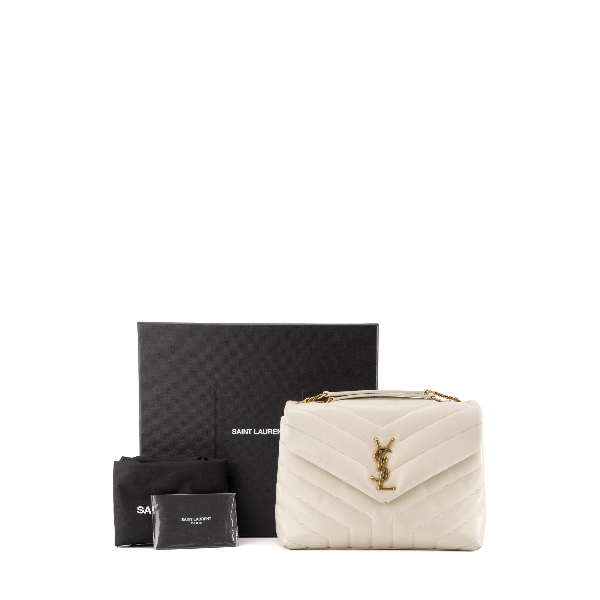 SAINT LAURENT - Sac à bandoulière Loulou Small Saint Laurent en cuir beige