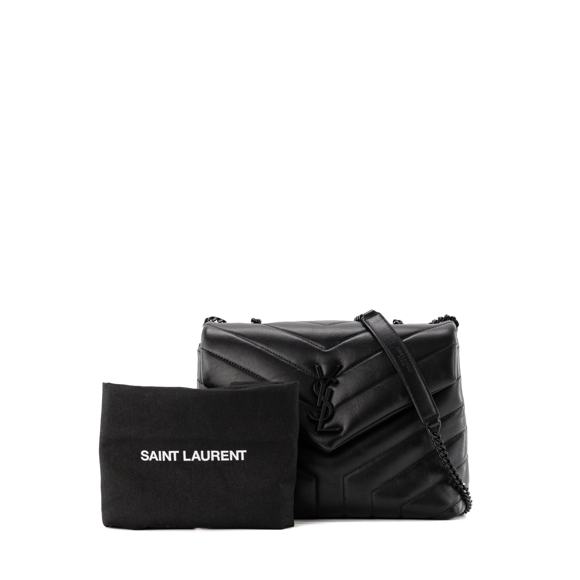 SAINT LAURENT - Sac à bandoulière Loulou Small Saint Laurent en cuir lisse full black