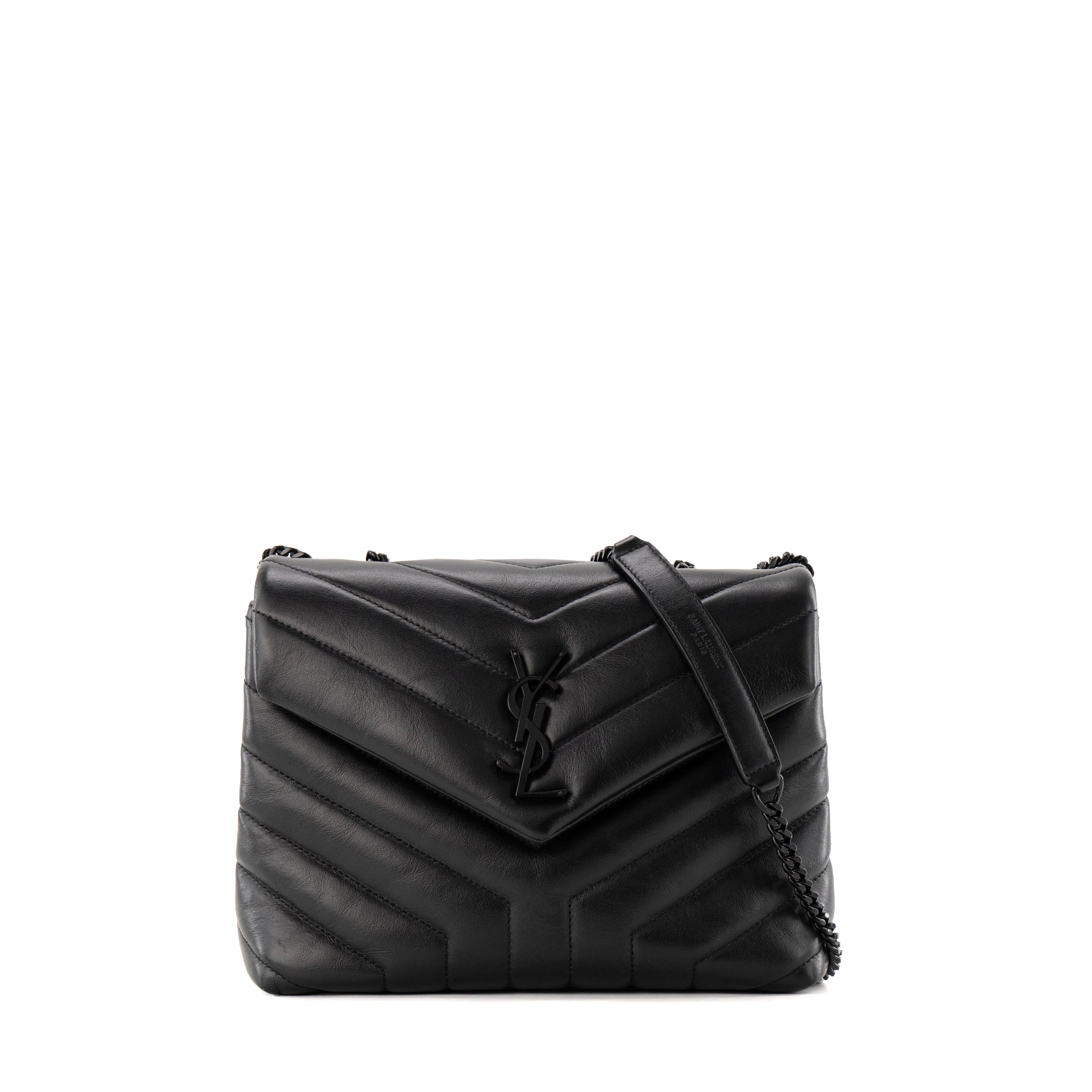 SAINT LAURENT - Sac à bandoulière Loulou Small Saint Laurent en cuir lisse full black