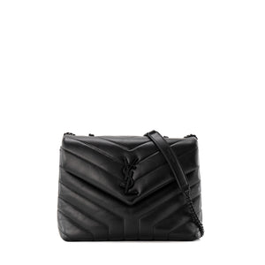 SAINT LAURENT - Sac à bandoulière Loulou Small Saint Laurent en cuir lisse full black