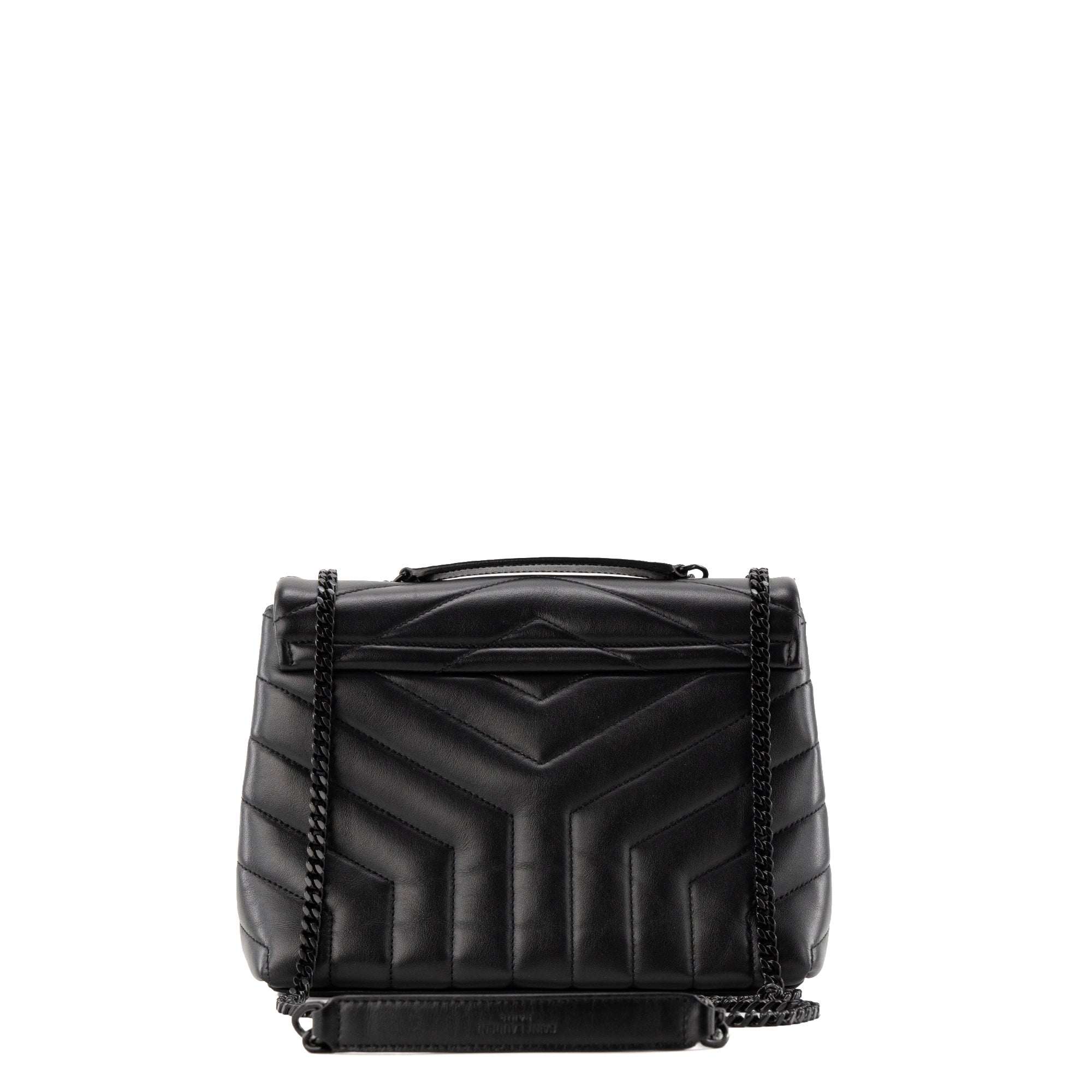 SAINT LAURENT - Sac à bandoulière Loulou Small Saint Laurent en cuir lisse full black