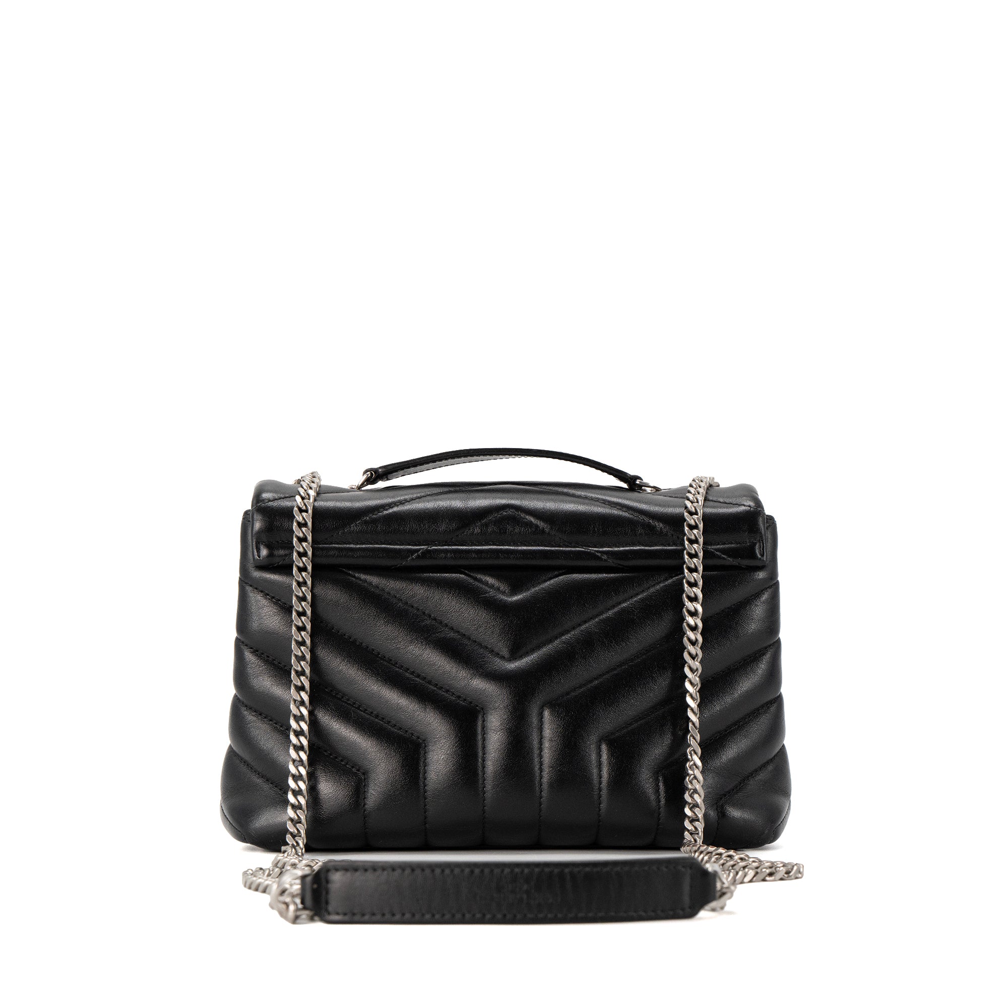 SAINT LAURENT - Sac à bandoulière Loulou Small Saint Laurent en cuir lisse noir