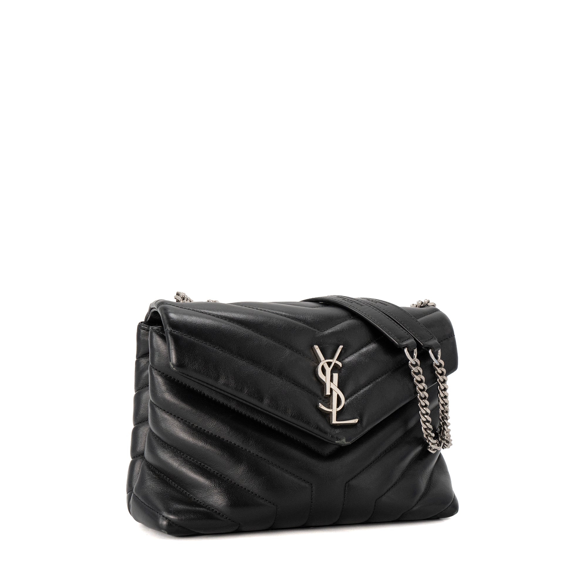 SAINT LAURENT - Sac à bandoulière Loulou Small Saint Laurent en cuir lisse noir