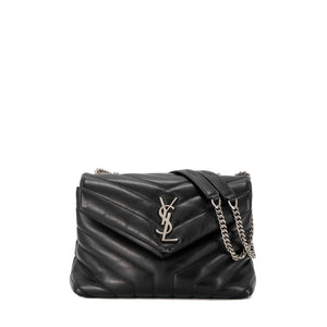 SAINT LAURENT - Sac à bandoulière Loulou Small Saint Laurent en cuir lisse noir