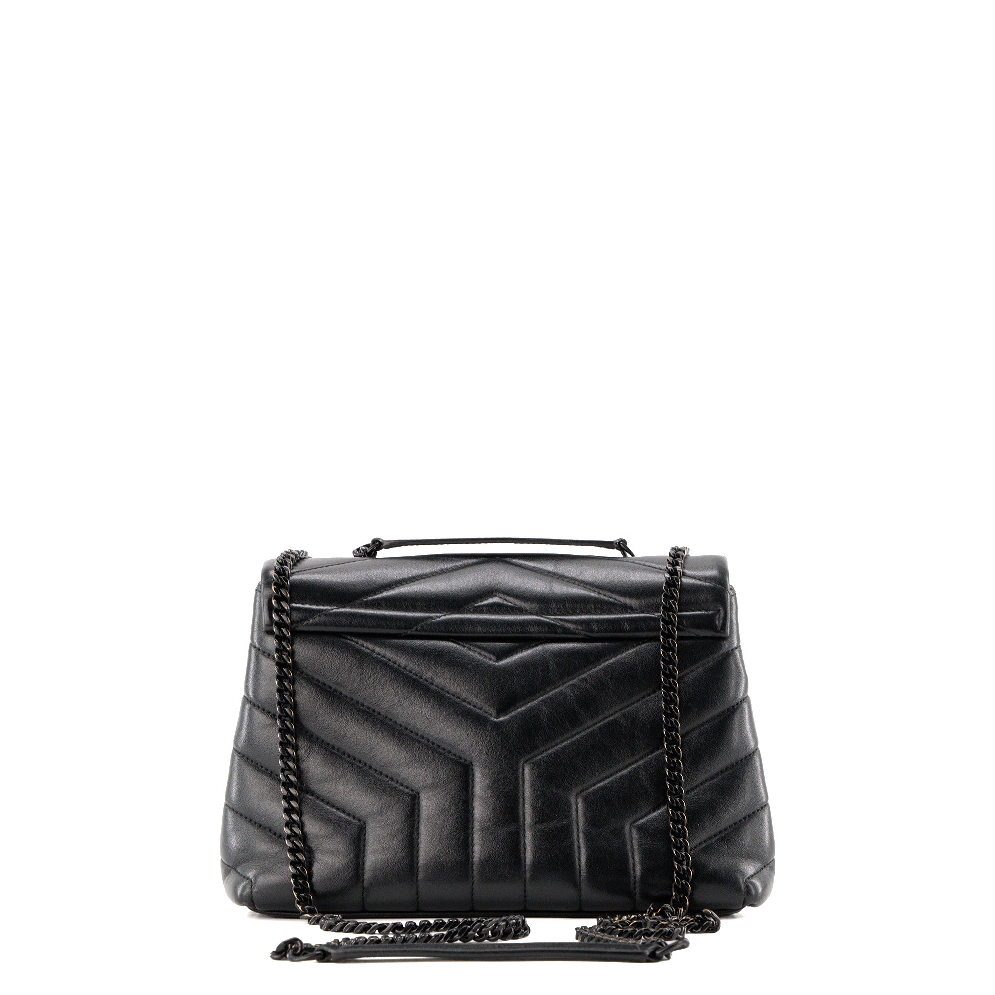 SAINT LAURENT - Sac à bandoulière Loulou Small Saint Laurent en cuir lisse noir