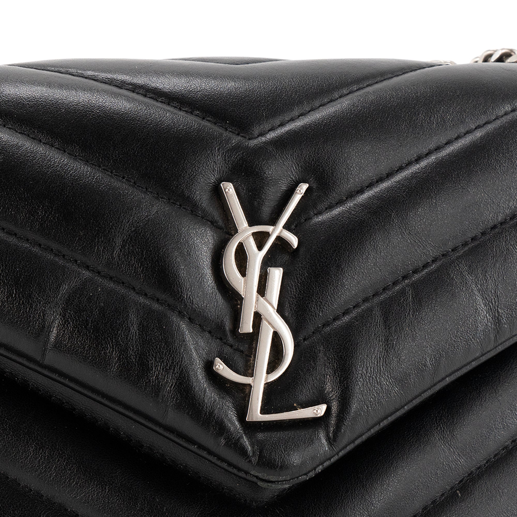 SAINT LAURENT - Sac à bandoulière Loulou Small Saint Laurent en cuir lisse noir