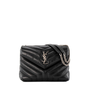 SAINT LAURENT - Sac à bandoulière Loulou Small Saint Laurent en cuir lisse noir
