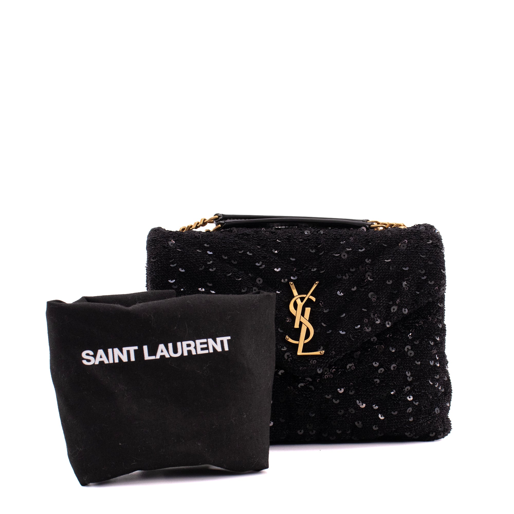 SAINT LAURENT - Sac à bandoulière Loulou Small Saint Laurent orné de sequins
