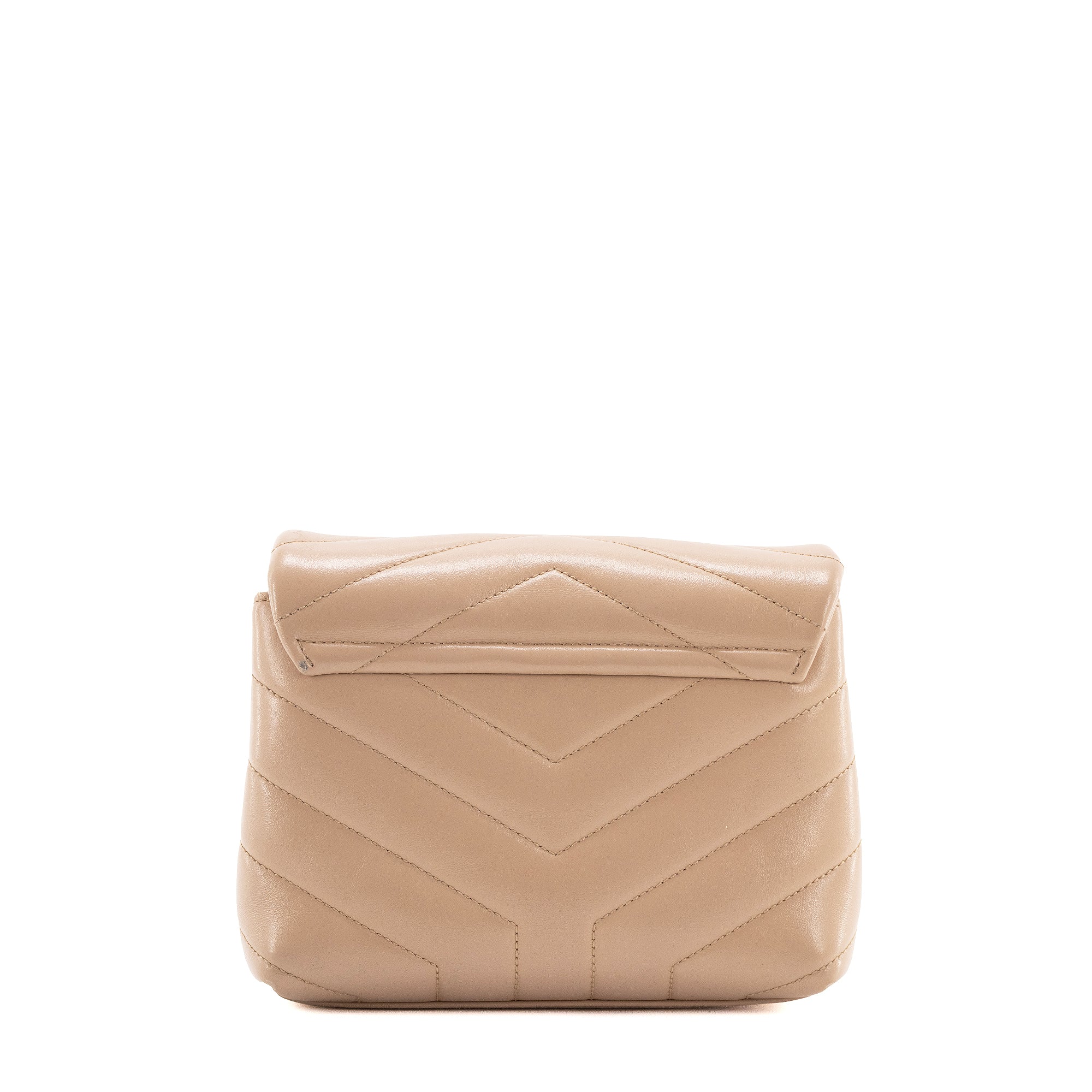 SAINT LAURENT - Sac à bandoulière Loulou Toy Saint Laurent en cuir chevron beige